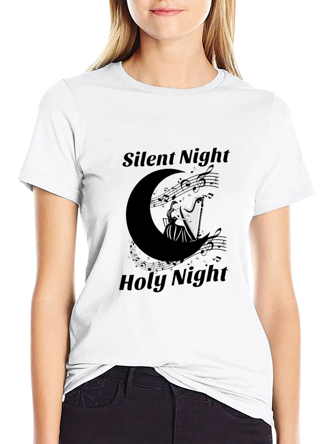 Silent Night Holy Night Harpist T-Shirt
