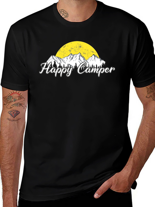 Happy Camper Graphic T-Shirt - Black Camping Tee
