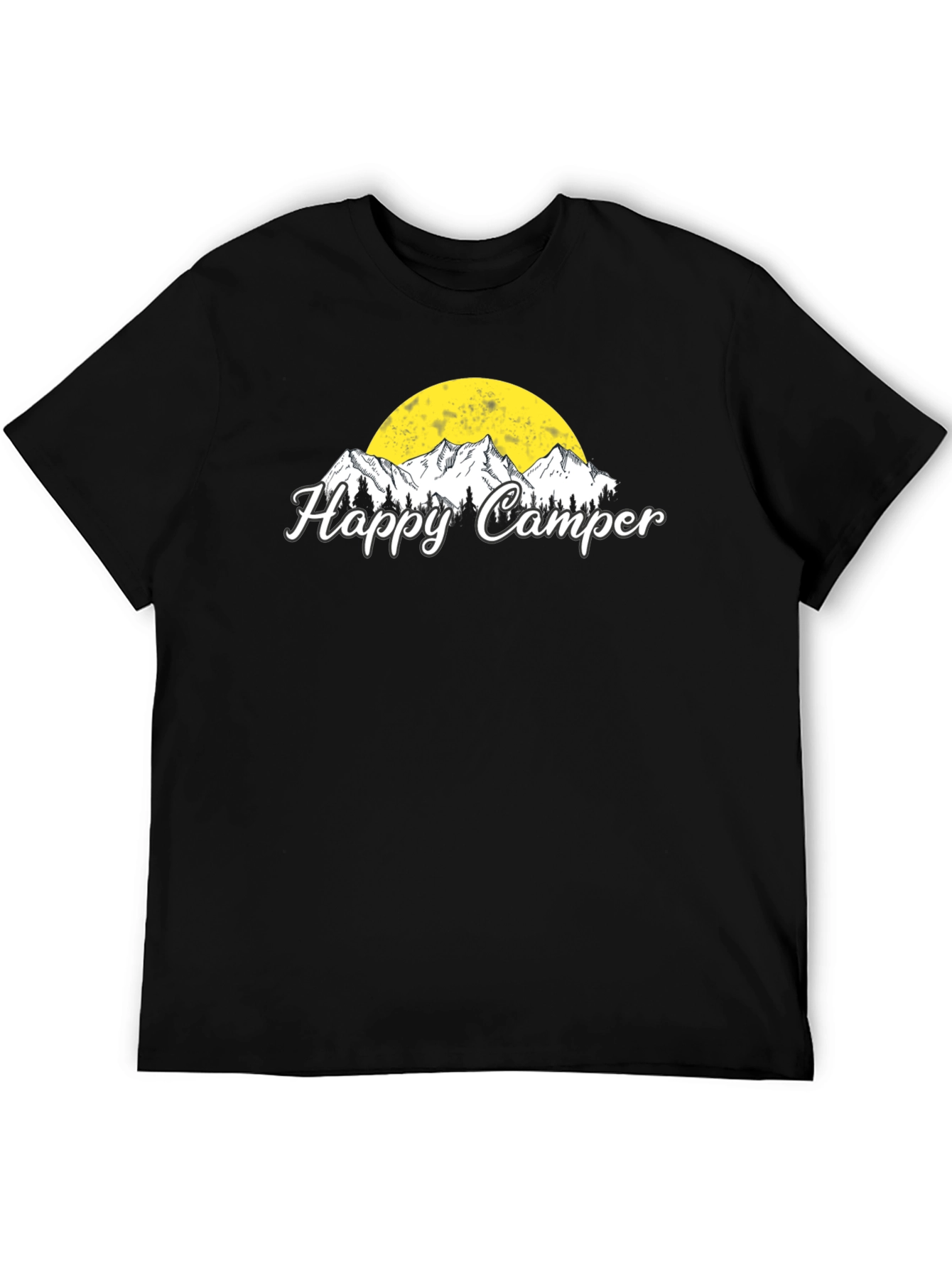 Happy Camper Graphic T-Shirt - Black Camping Tee