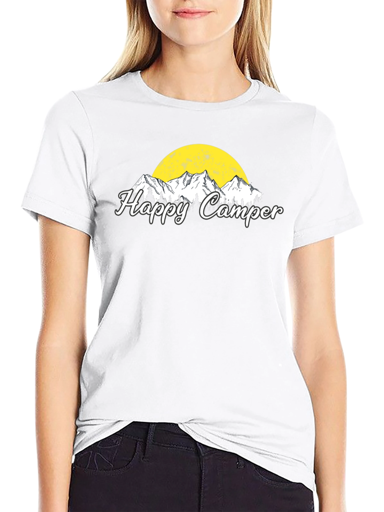 Happy Camper Graphic T-Shirt - Black Camping Tee