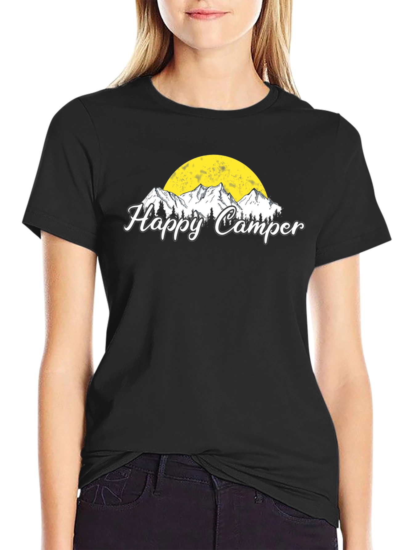 Happy Camper Graphic T-Shirt - Black Camping Tee