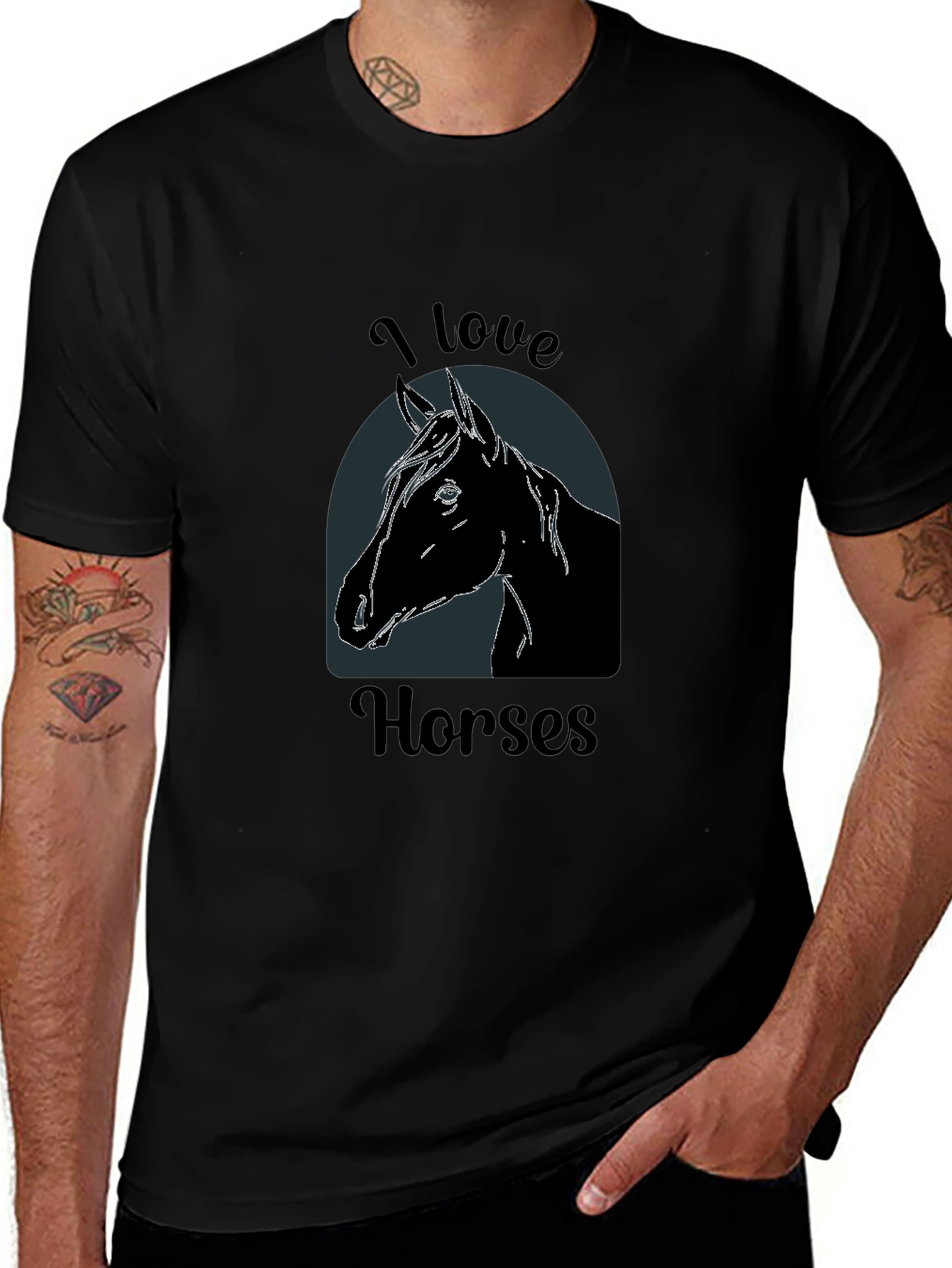 I Love Horses Black T-Shirt - Equestrian Tee