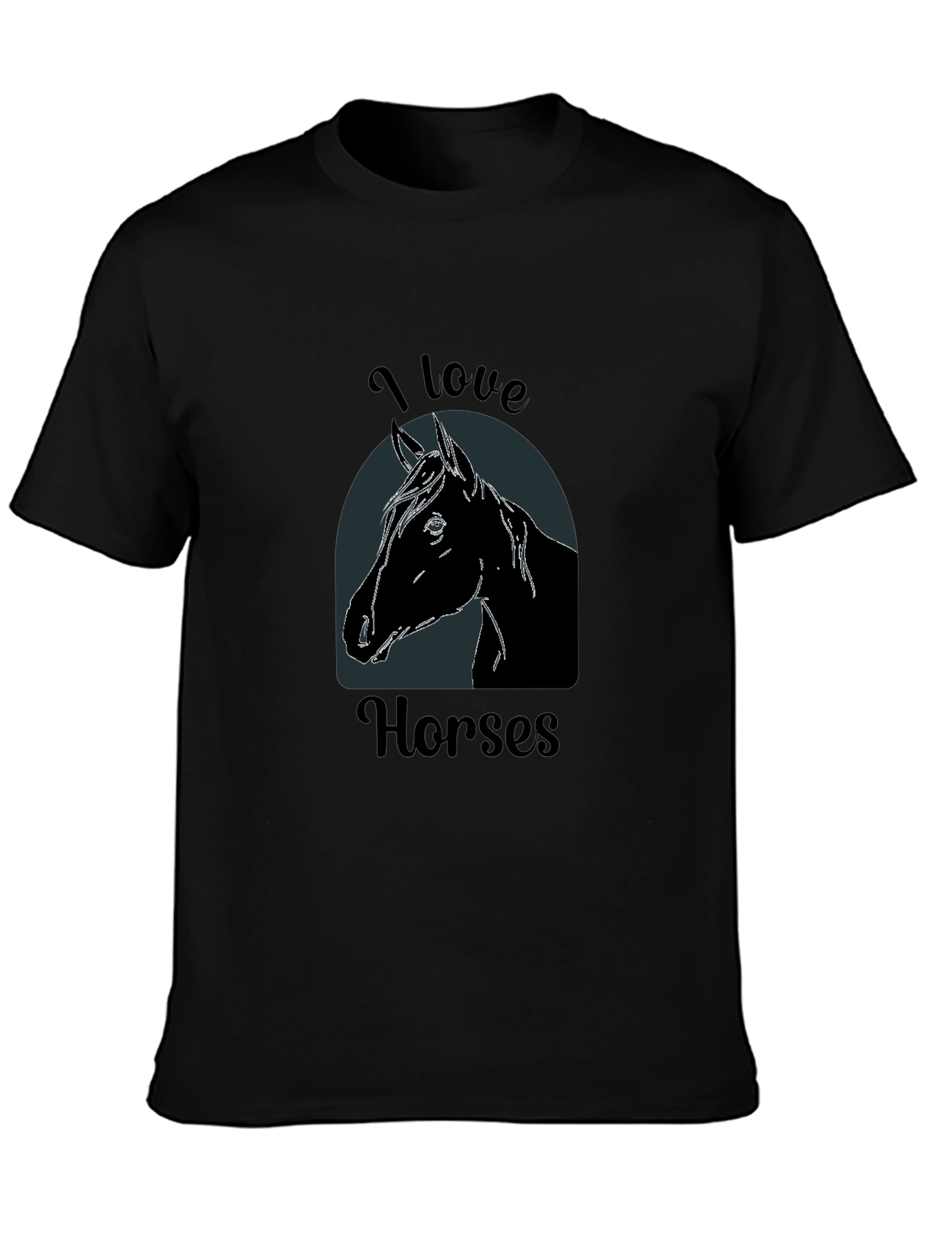 I Love Horses Black T-Shirt - Equestrian Tee