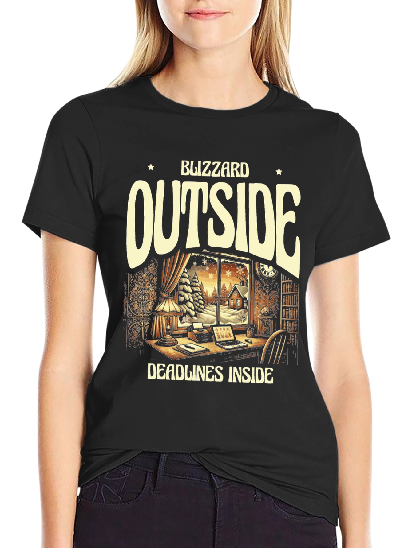 Blizzard Outside Deadlines Inside Graphic Tee