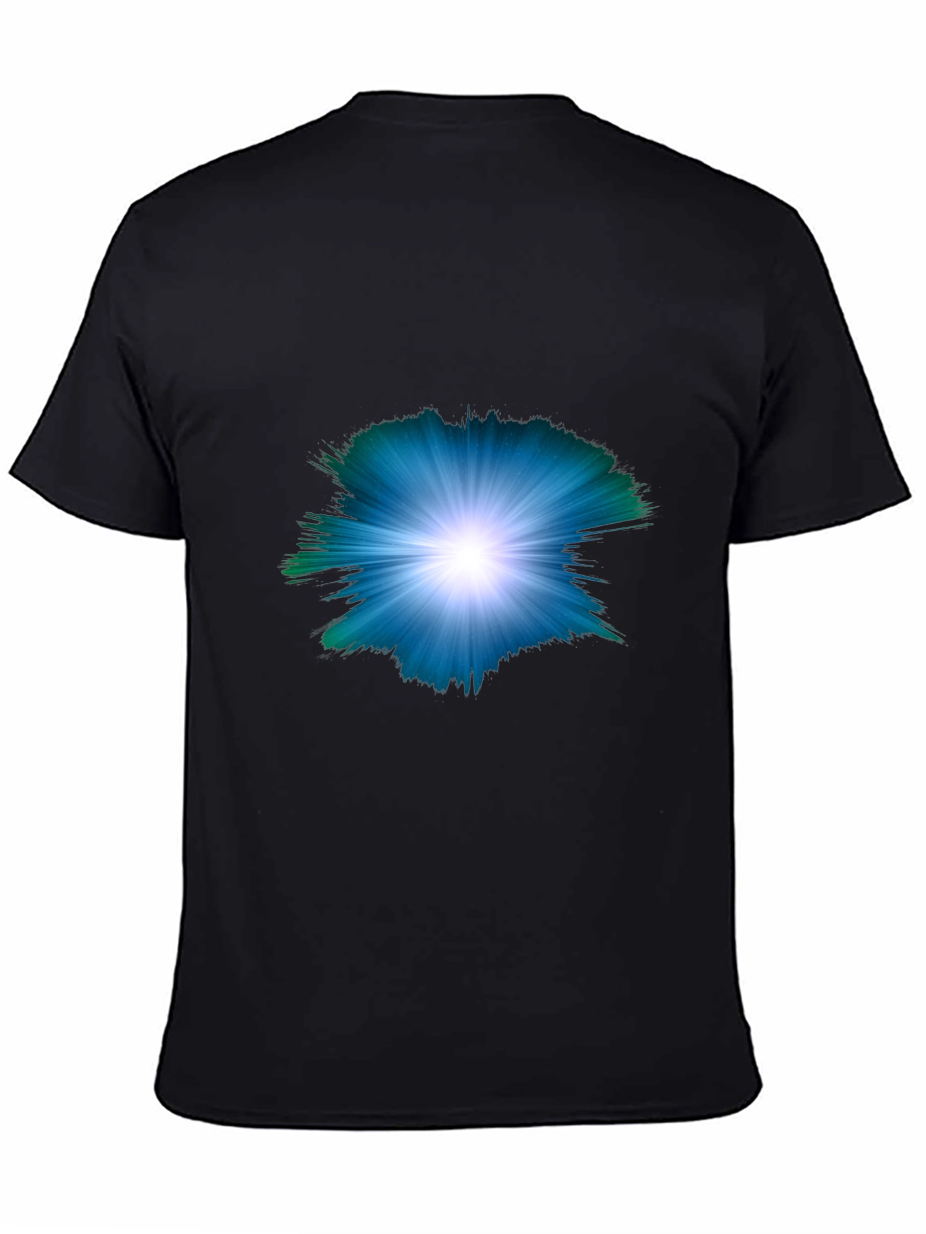 Mens Black T-Shirt with Abstract Light Burst Design