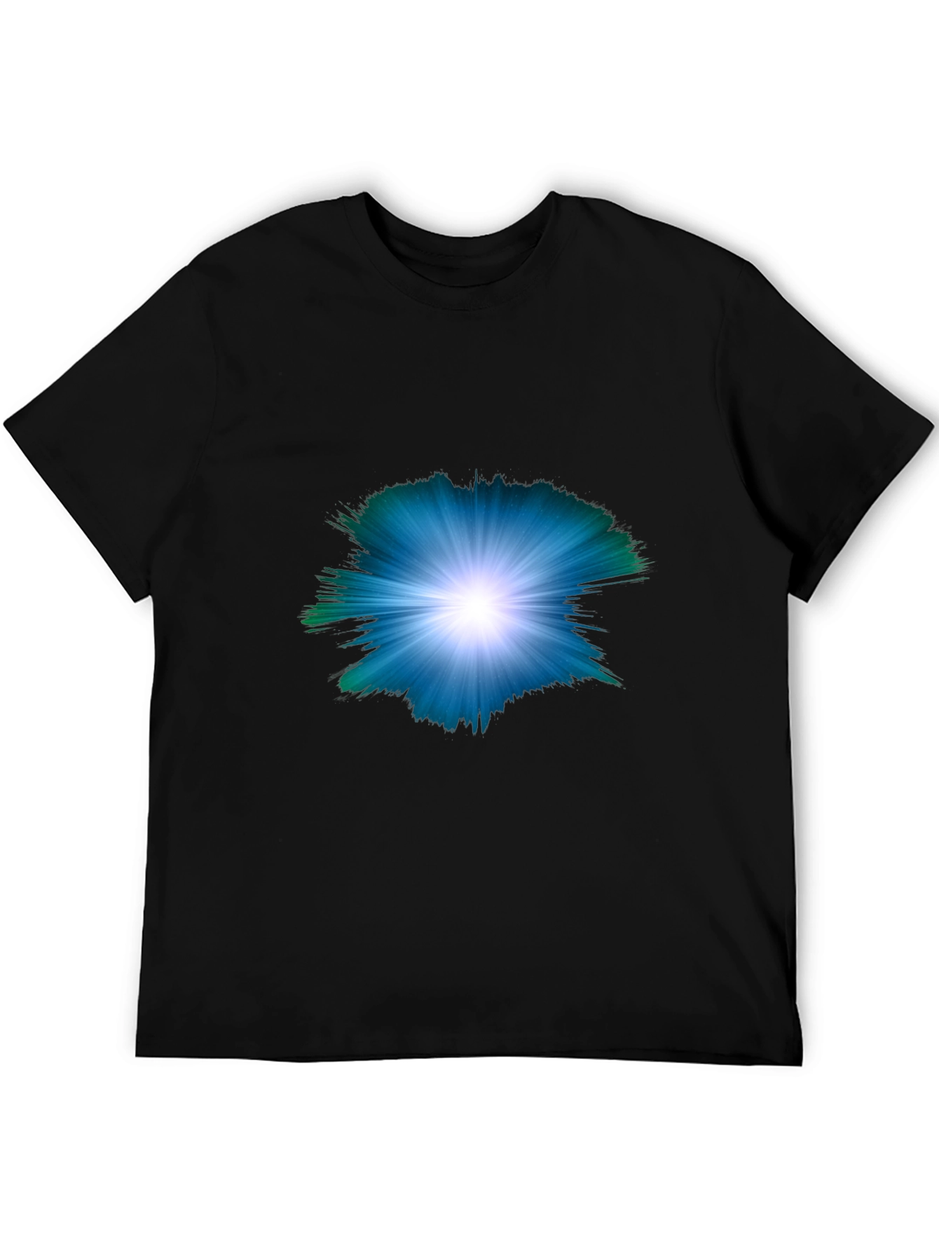 Mens Black T-Shirt with Abstract Light Burst Design