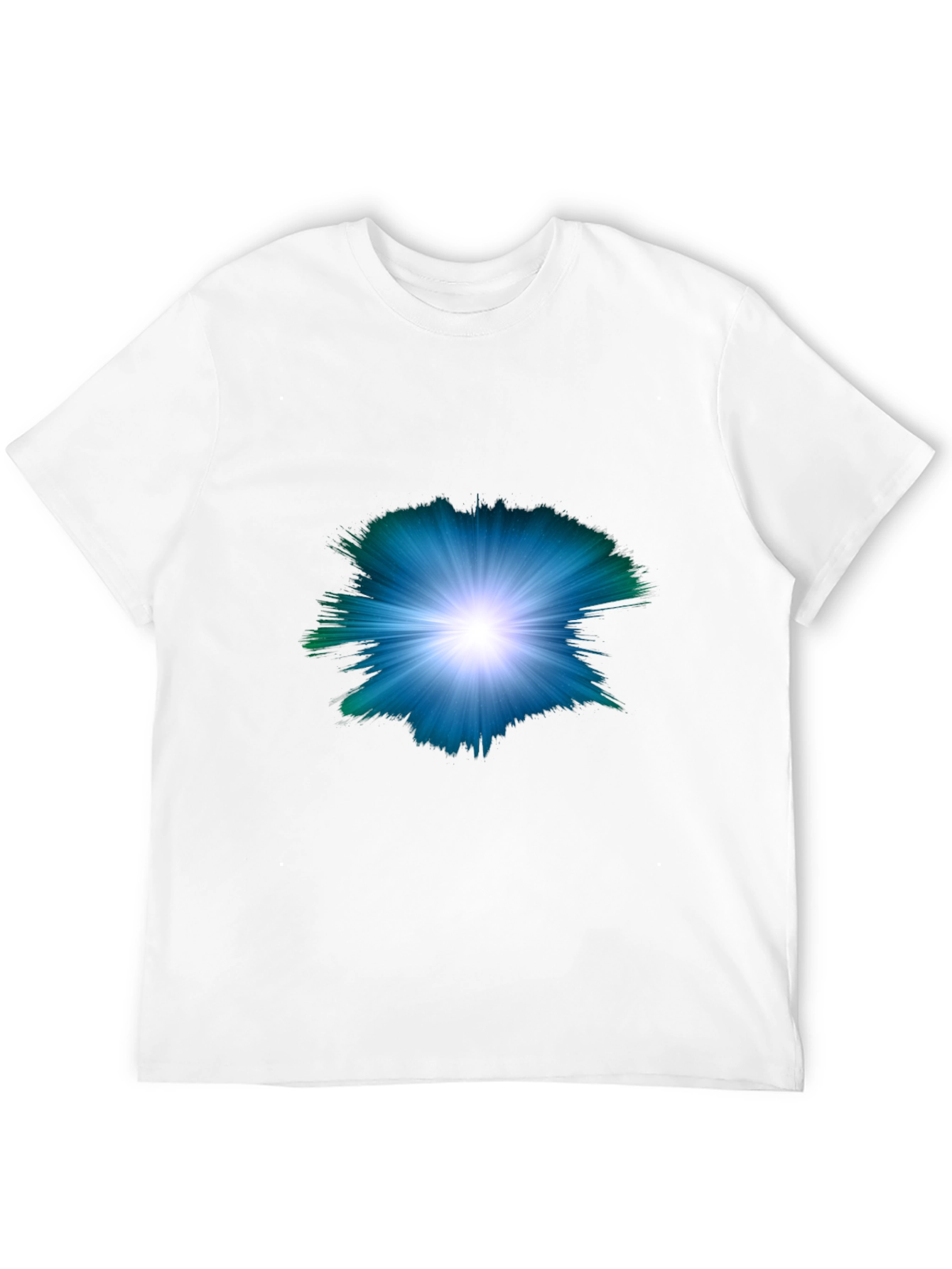 Mens Black T-Shirt with Abstract Light Burst Design