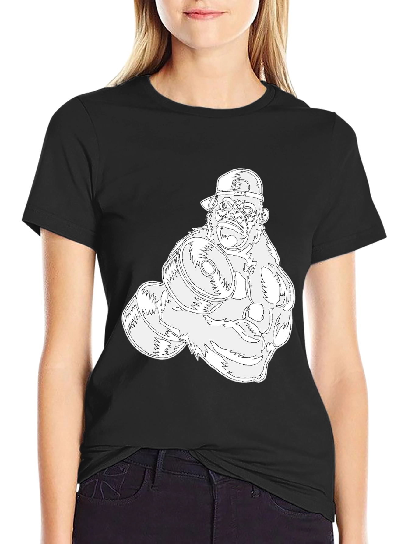 Gorilla Gym Tee: Black Cotton Fitness Shirt