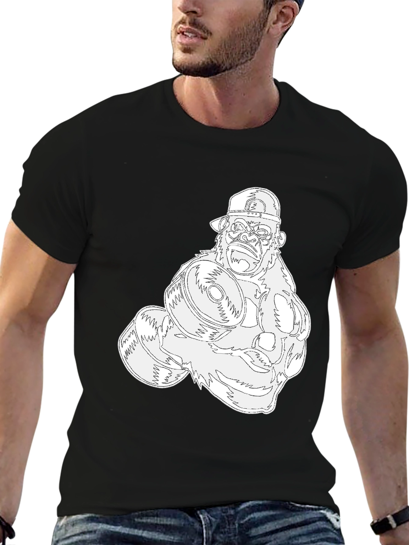 Gorilla Gym Tee: Black Cotton Fitness Shirt