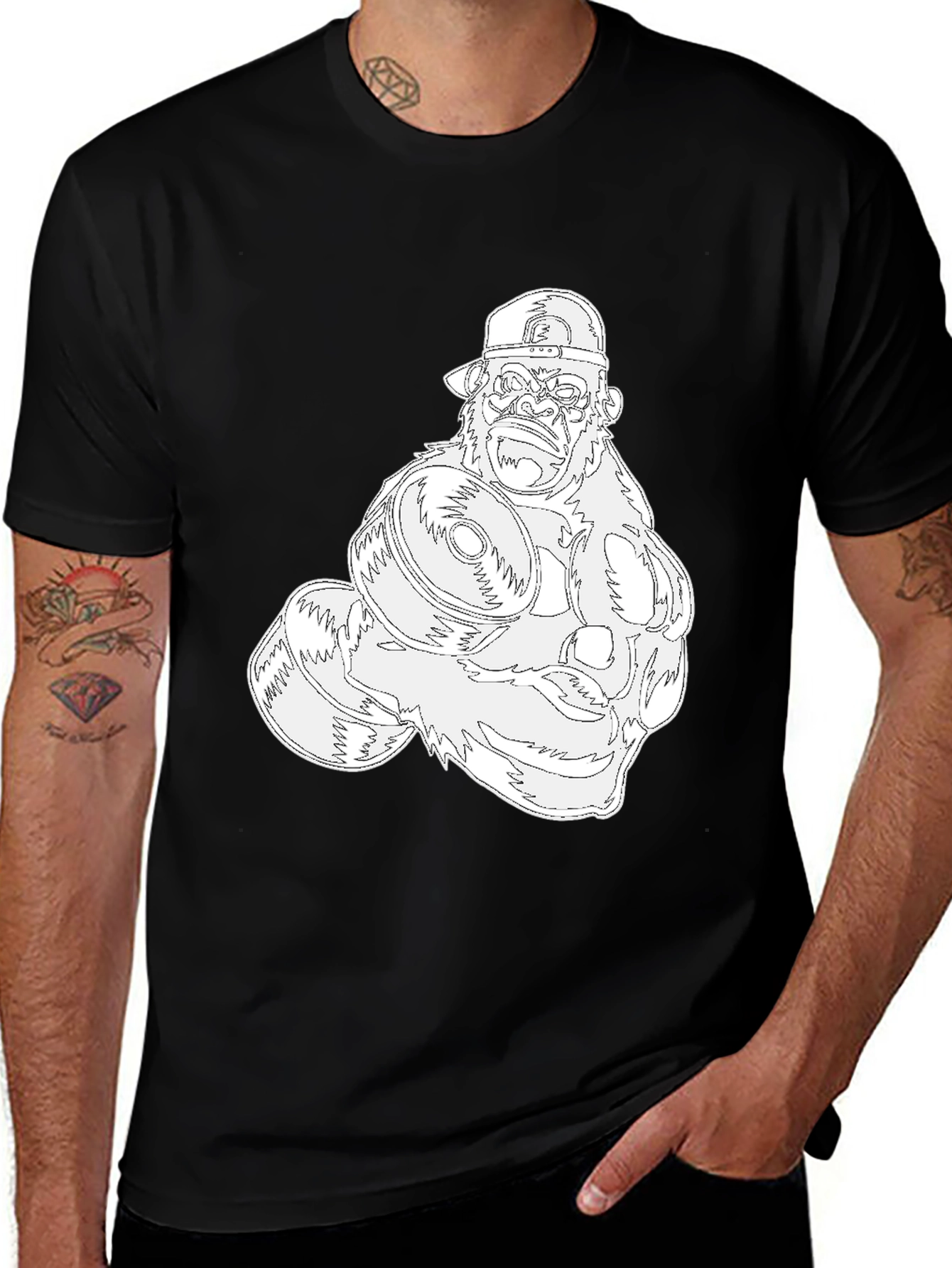 Gorilla Gym Tee: Black Cotton Fitness Shirt
