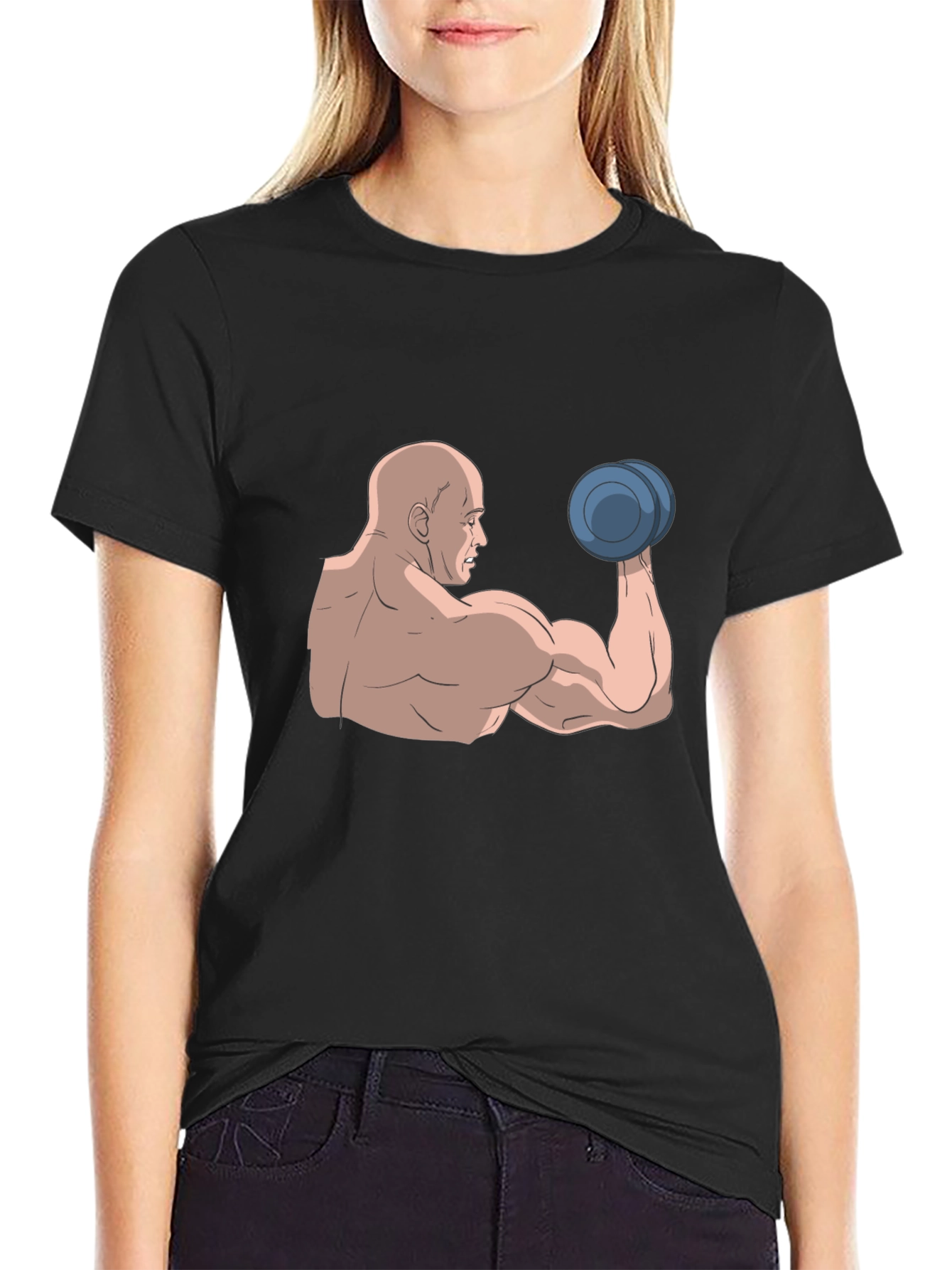 Muscle Man Graphic Tee - Black Cotton T-Shirt