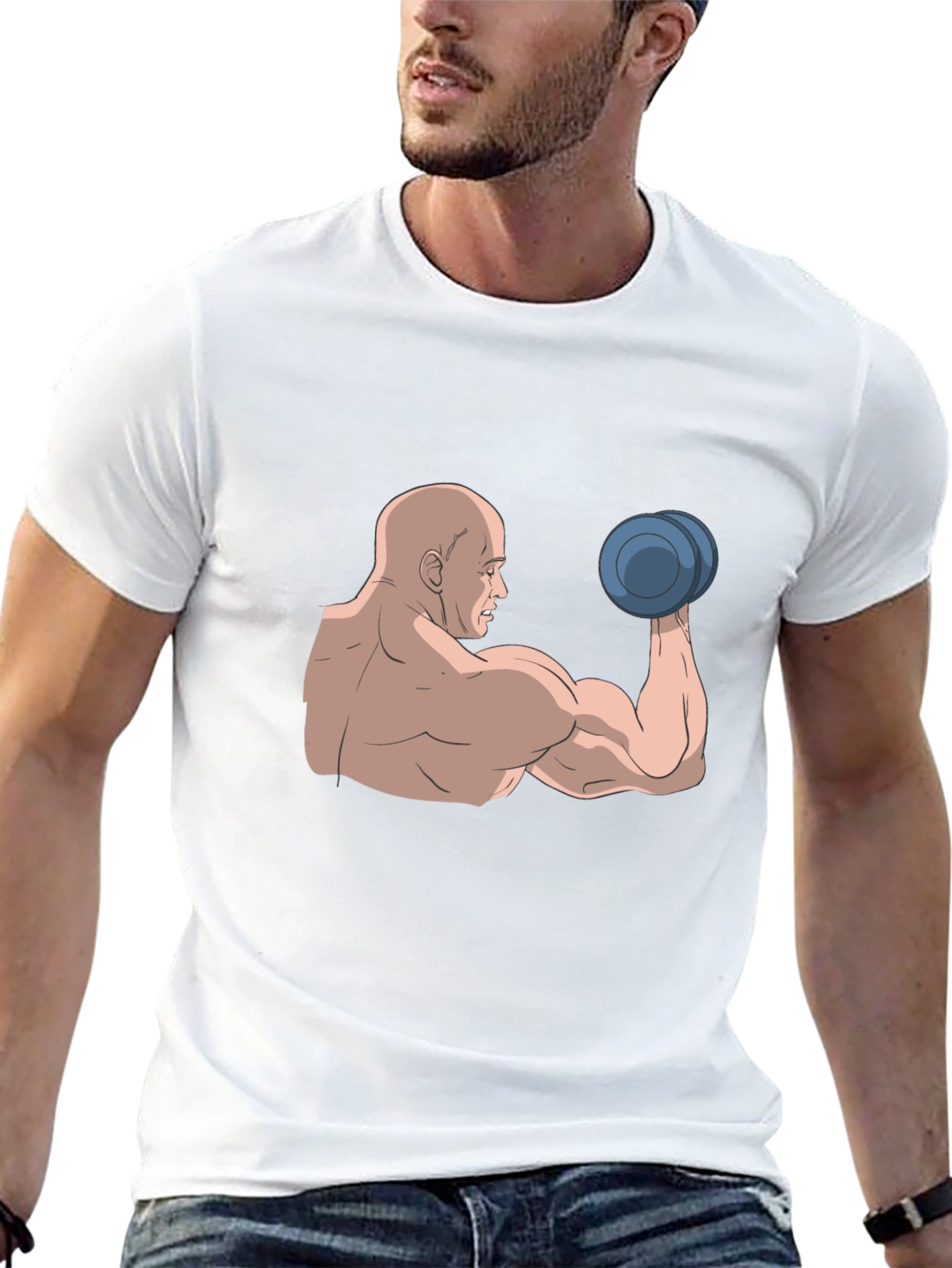 Muscle Man Graphic Tee - Black Cotton T-Shirt