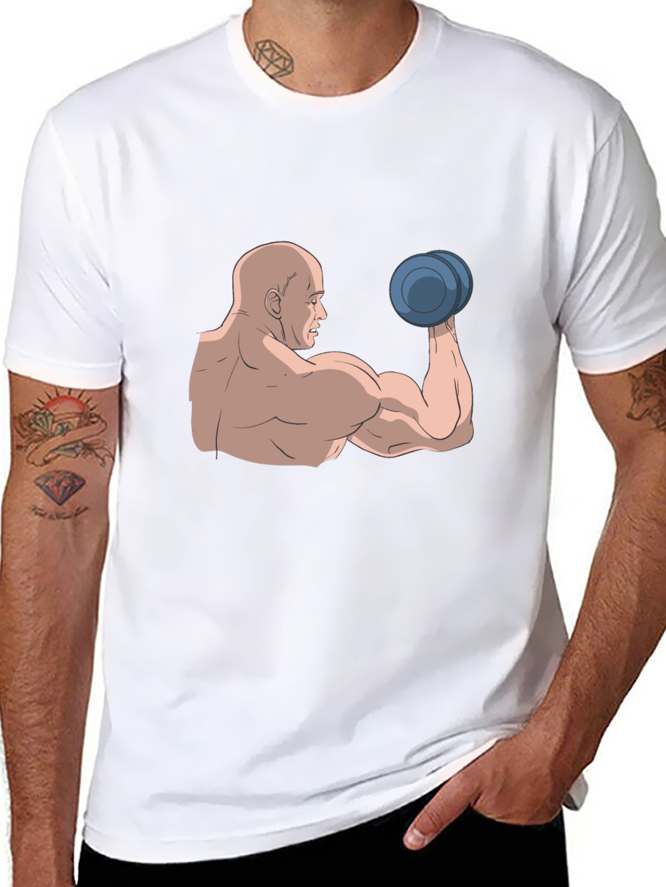 Muscle Man Graphic Tee - Black Cotton T-Shirt