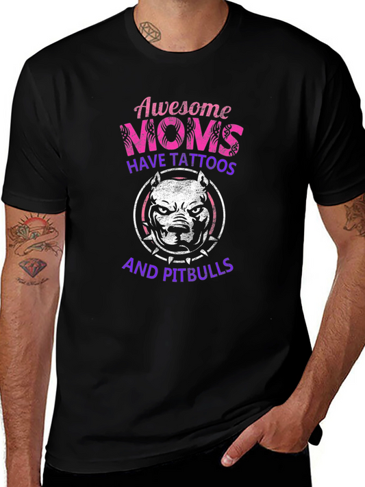 Awesome Moms Pitbull Tattoo T-Shirt