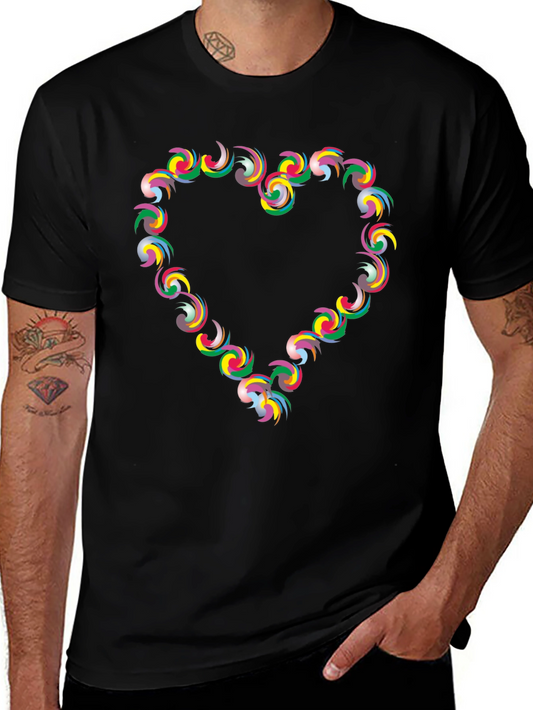 Heart Swirl Graphic Black T-Shirt