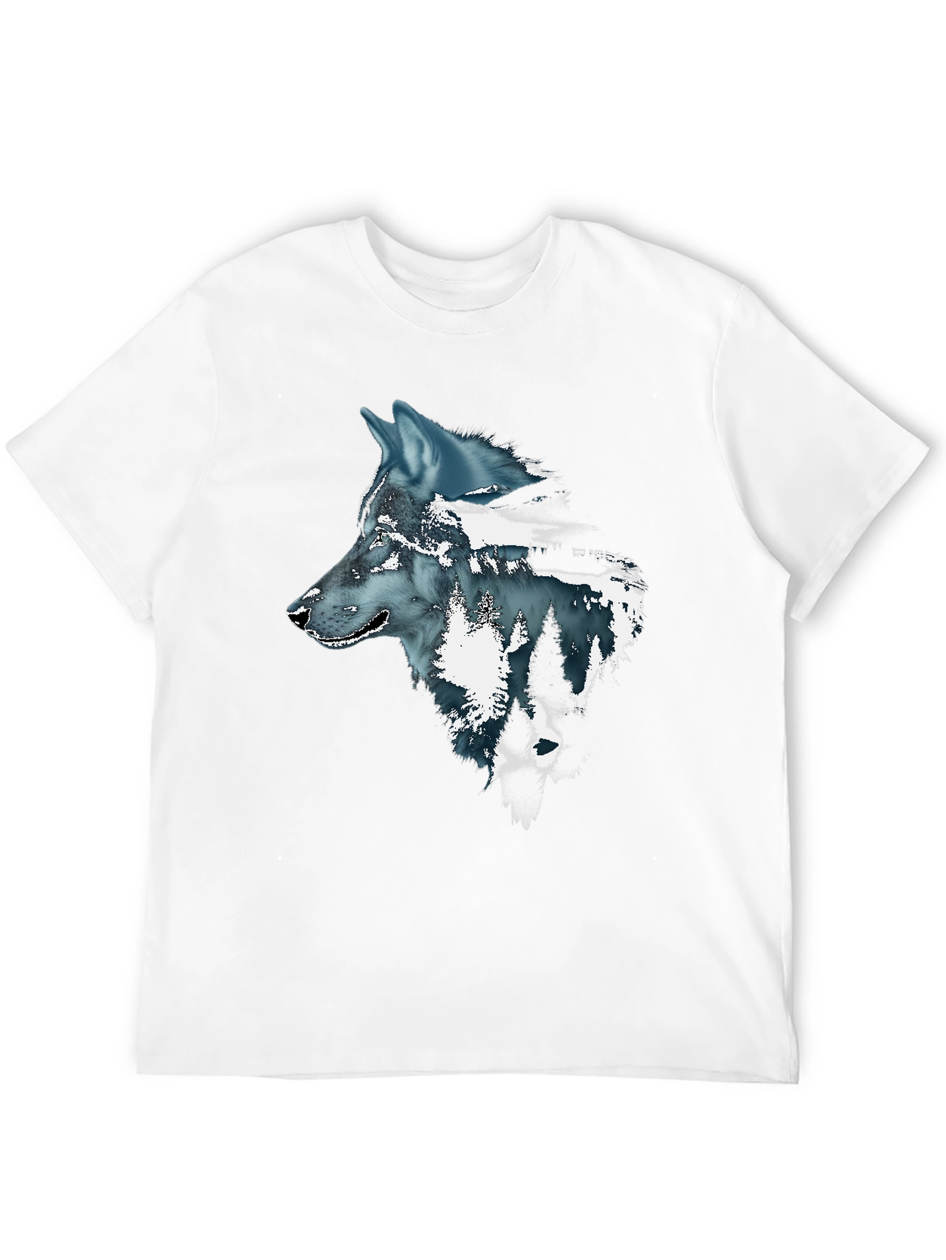 Wolf Graphic Print Mens Black T-Shirt