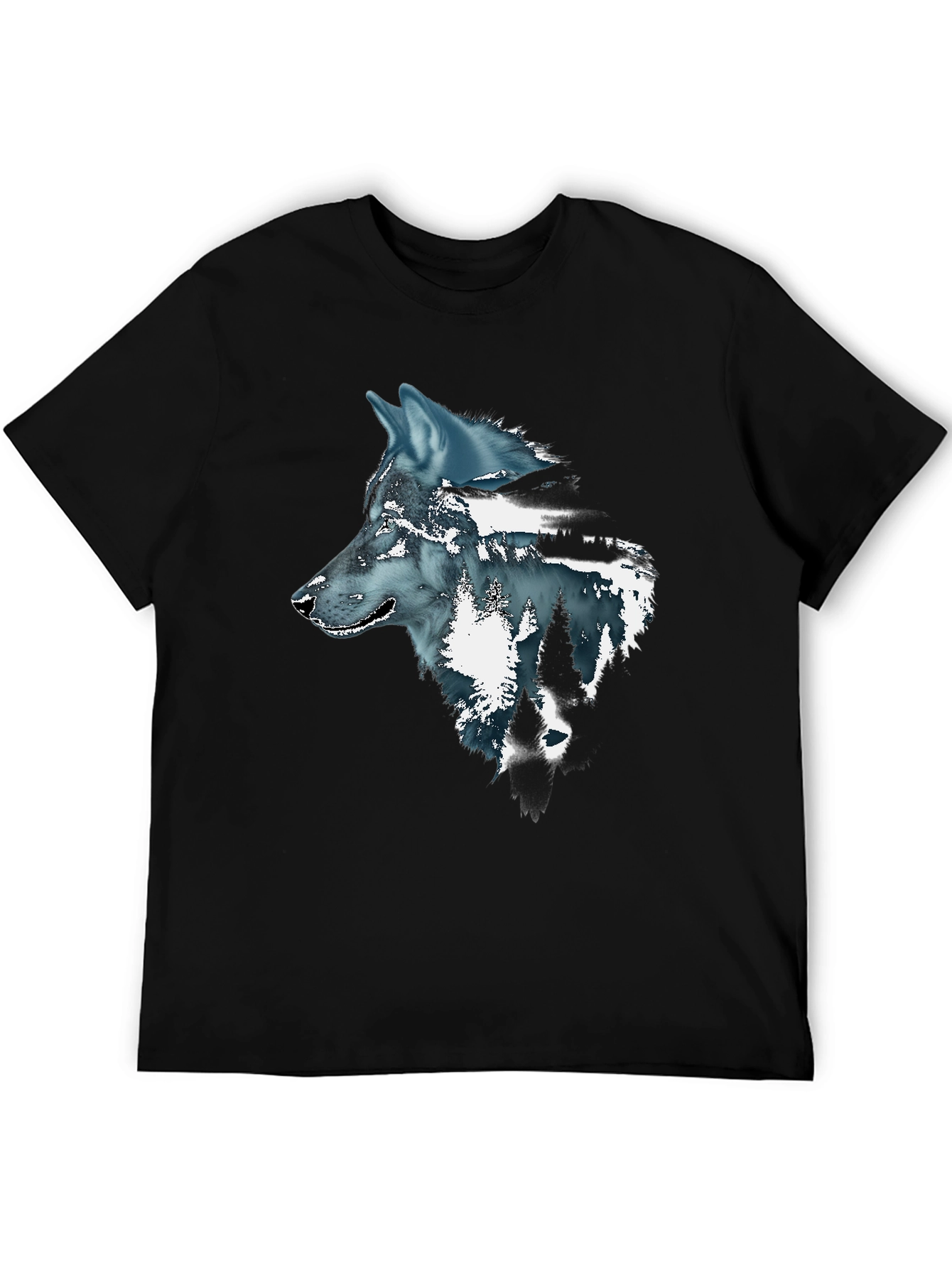 Wolf Graphic Print Mens Black T-Shirt