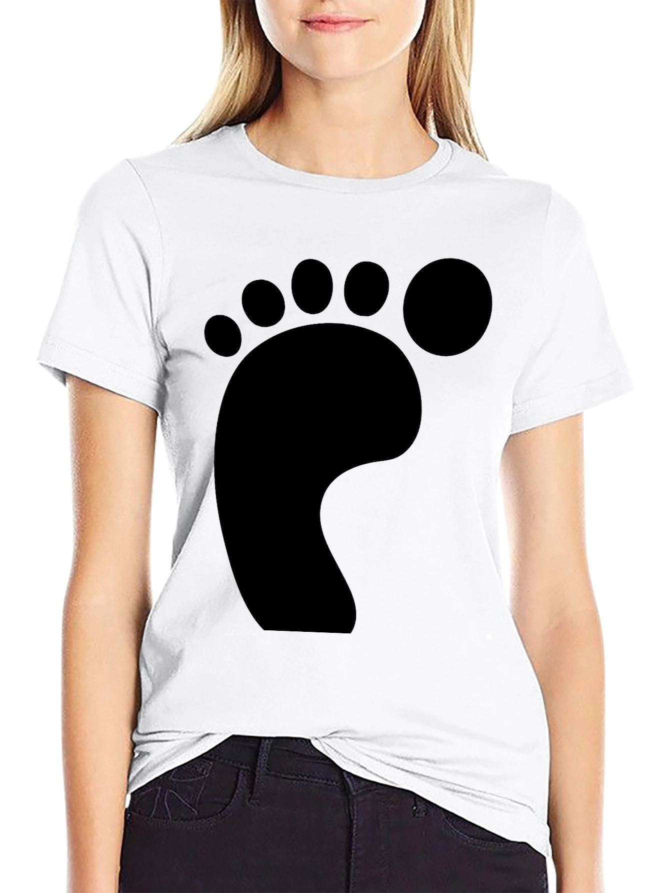 Funky Footprint T-Shirt - Casual Black Tee