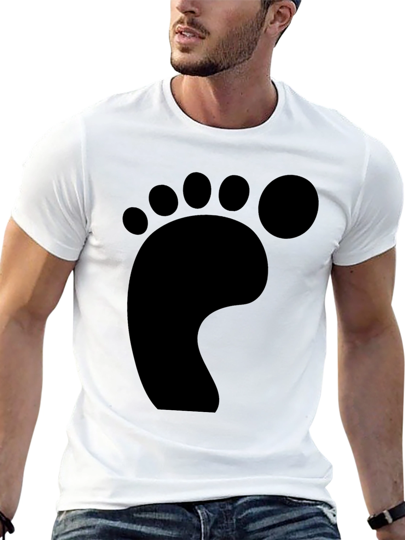 Funky Footprint T-Shirt - Casual Black Tee