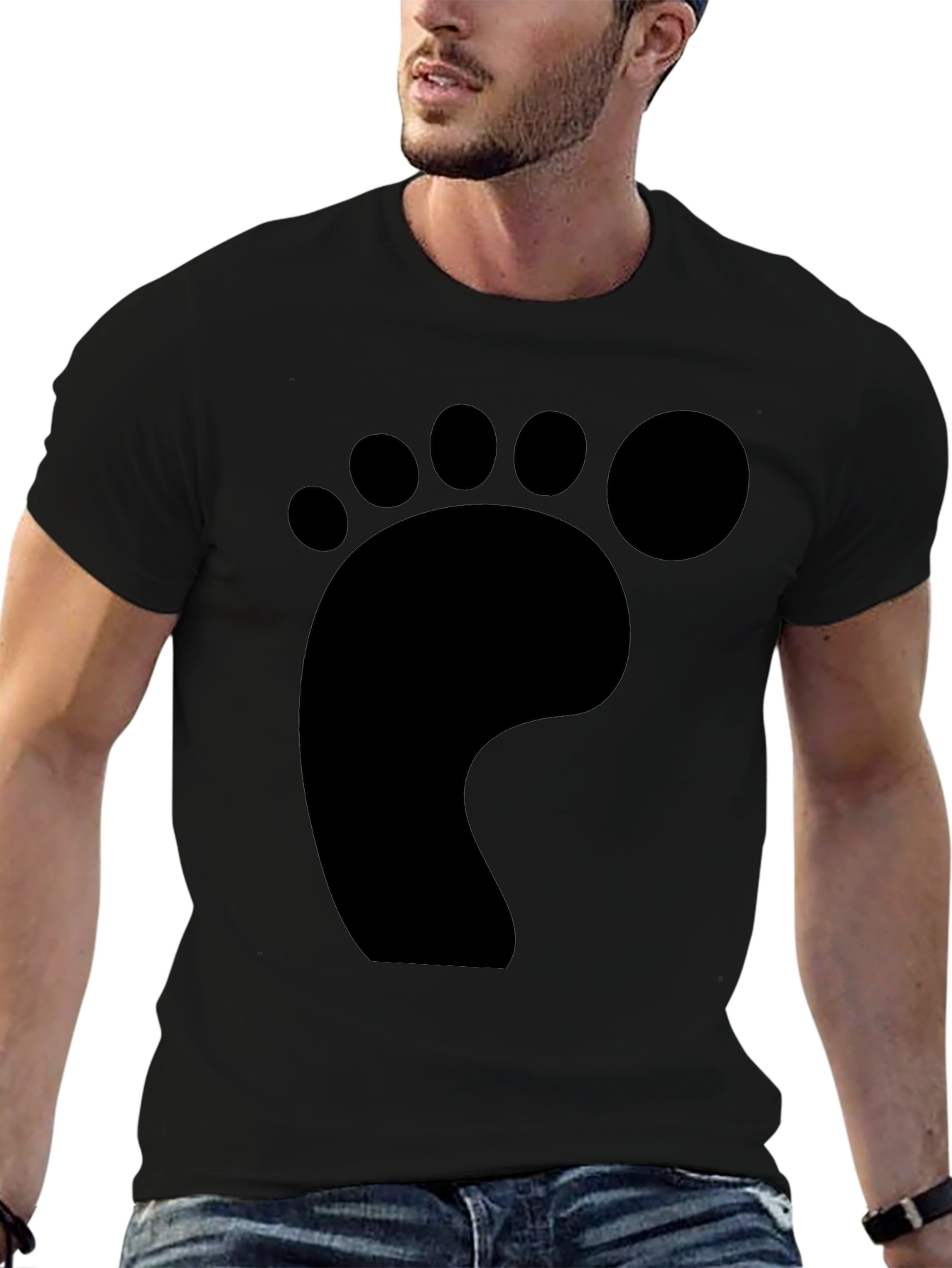 Funky Footprint T-Shirt - Casual Black Tee