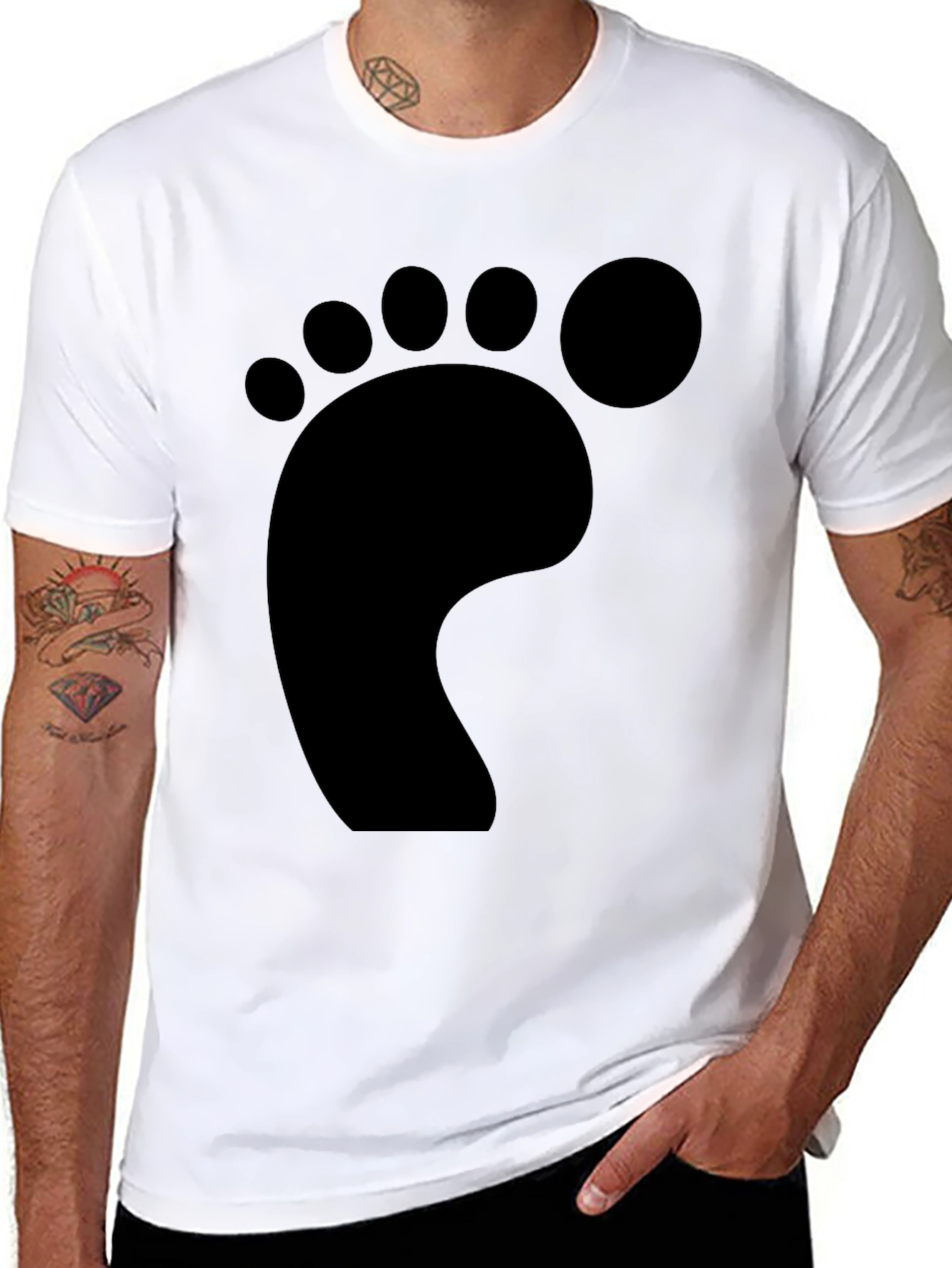 Funky Footprint T-Shirt - Casual Black Tee