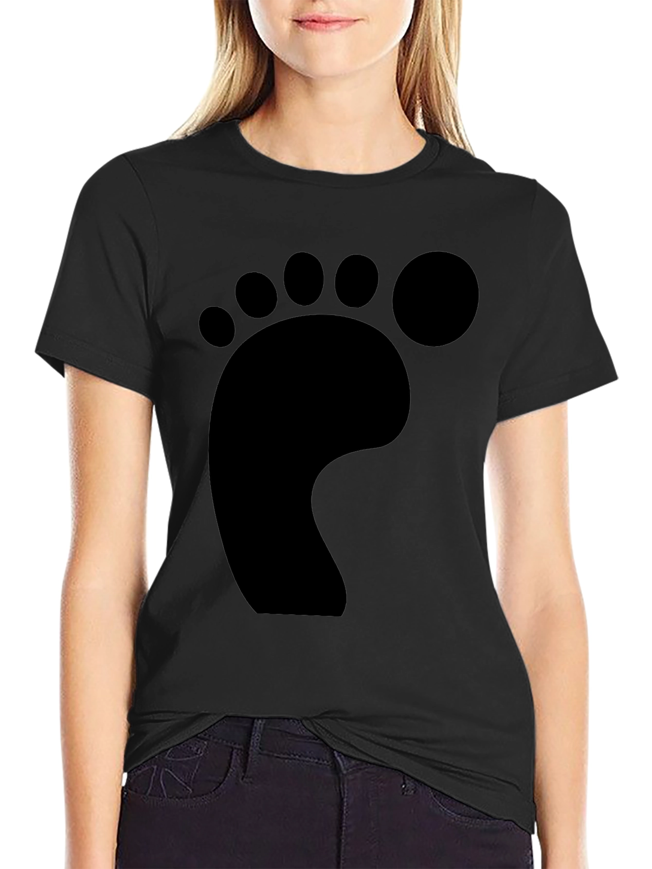 Funky Footprint T-Shirt - Casual Black Tee