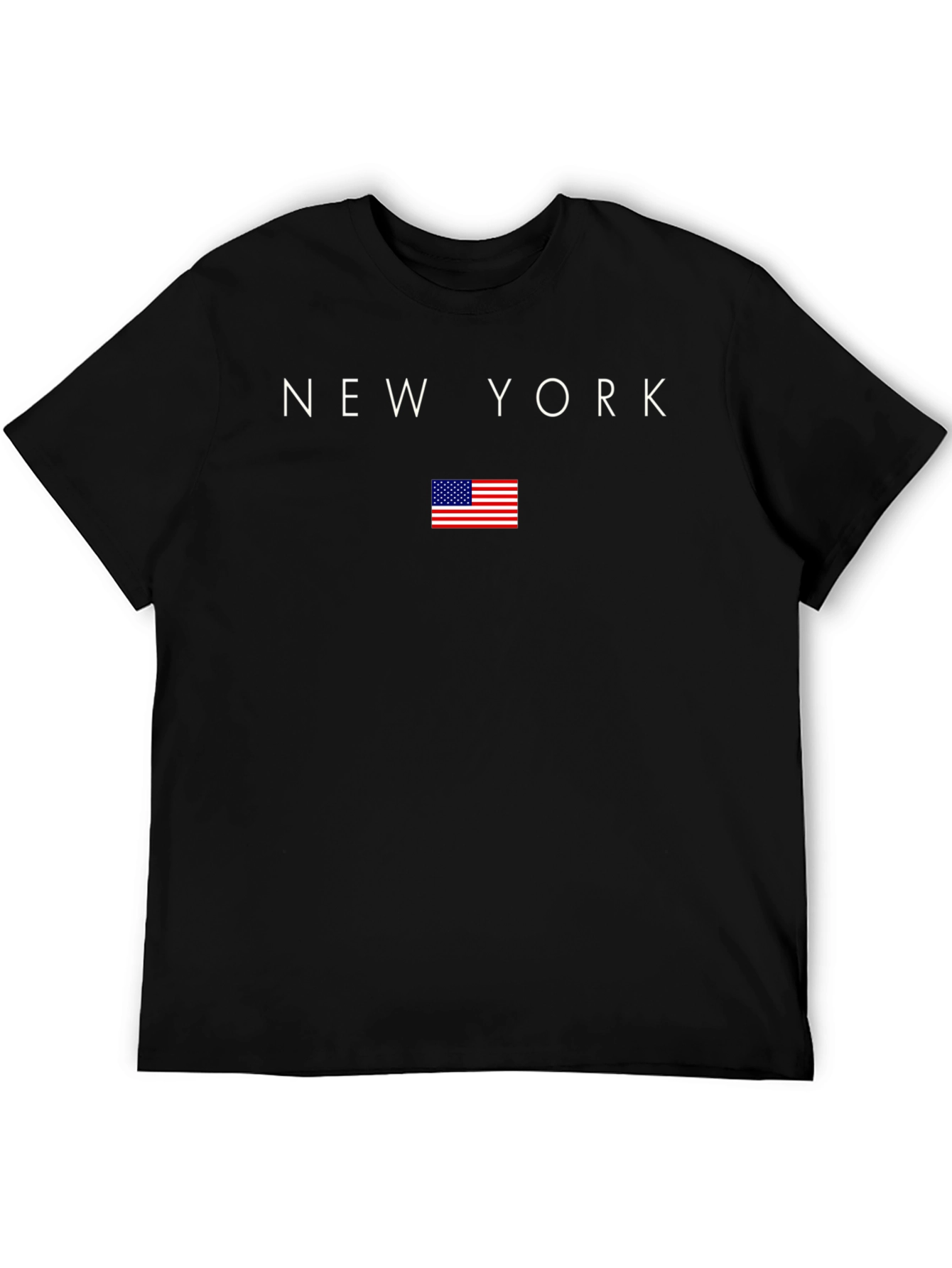 New York USA Flag Graphic Tee - Black
