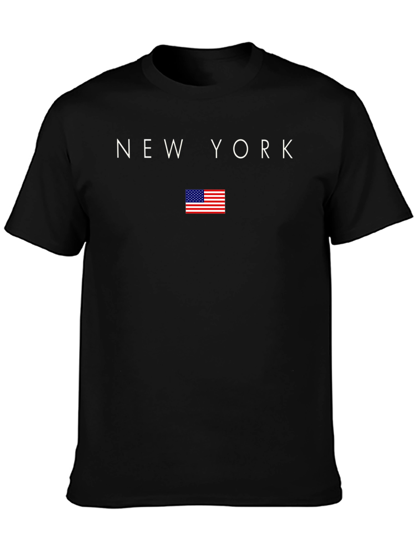 New York USA Flag Graphic Tee - Black
