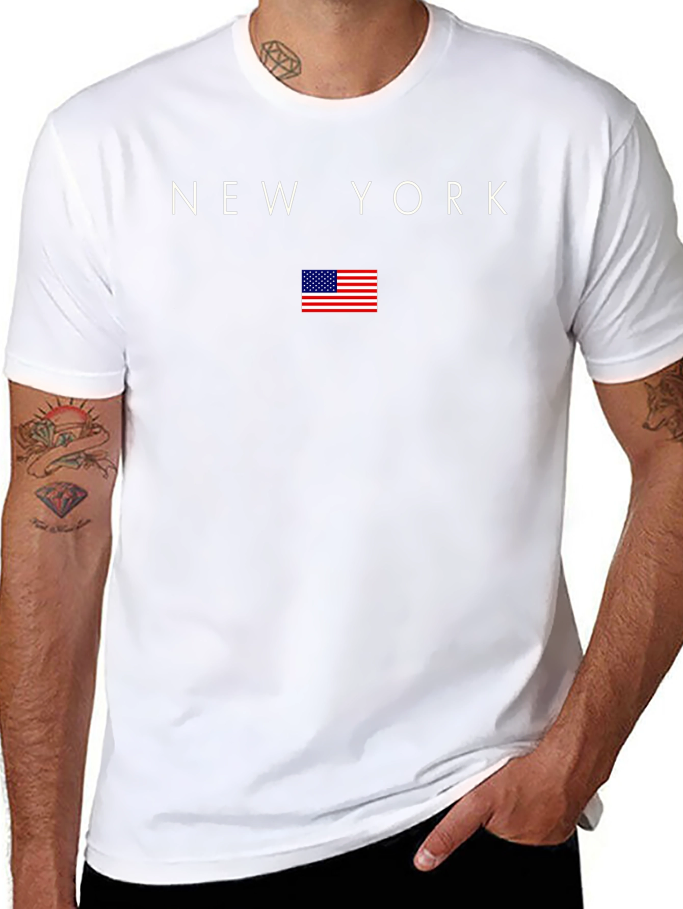 New York USA Flag Graphic Tee - Black