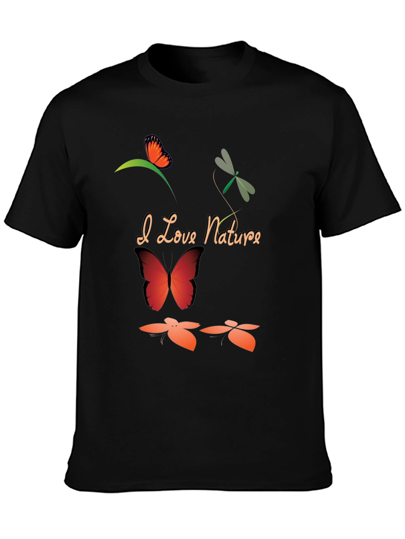 I Love Nature Black Graphic T-Shirt