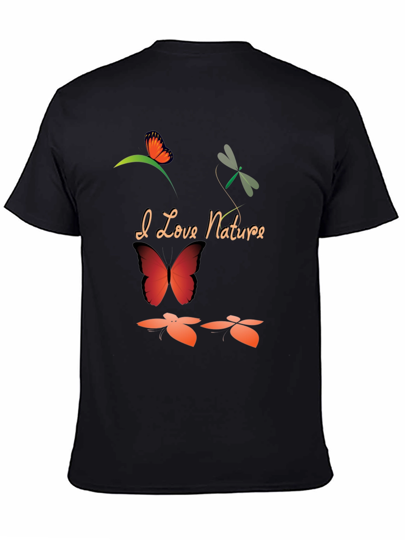 I Love Nature Black Graphic T-Shirt