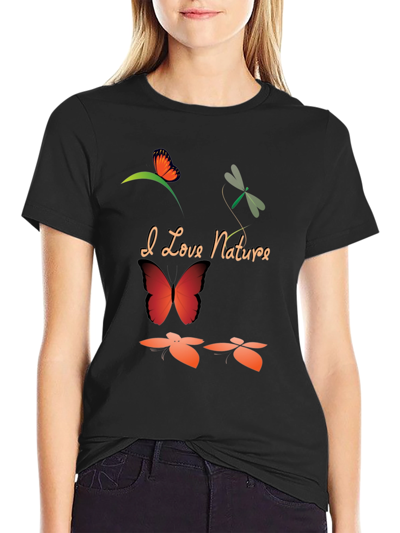 I Love Nature Black Graphic T-Shirt