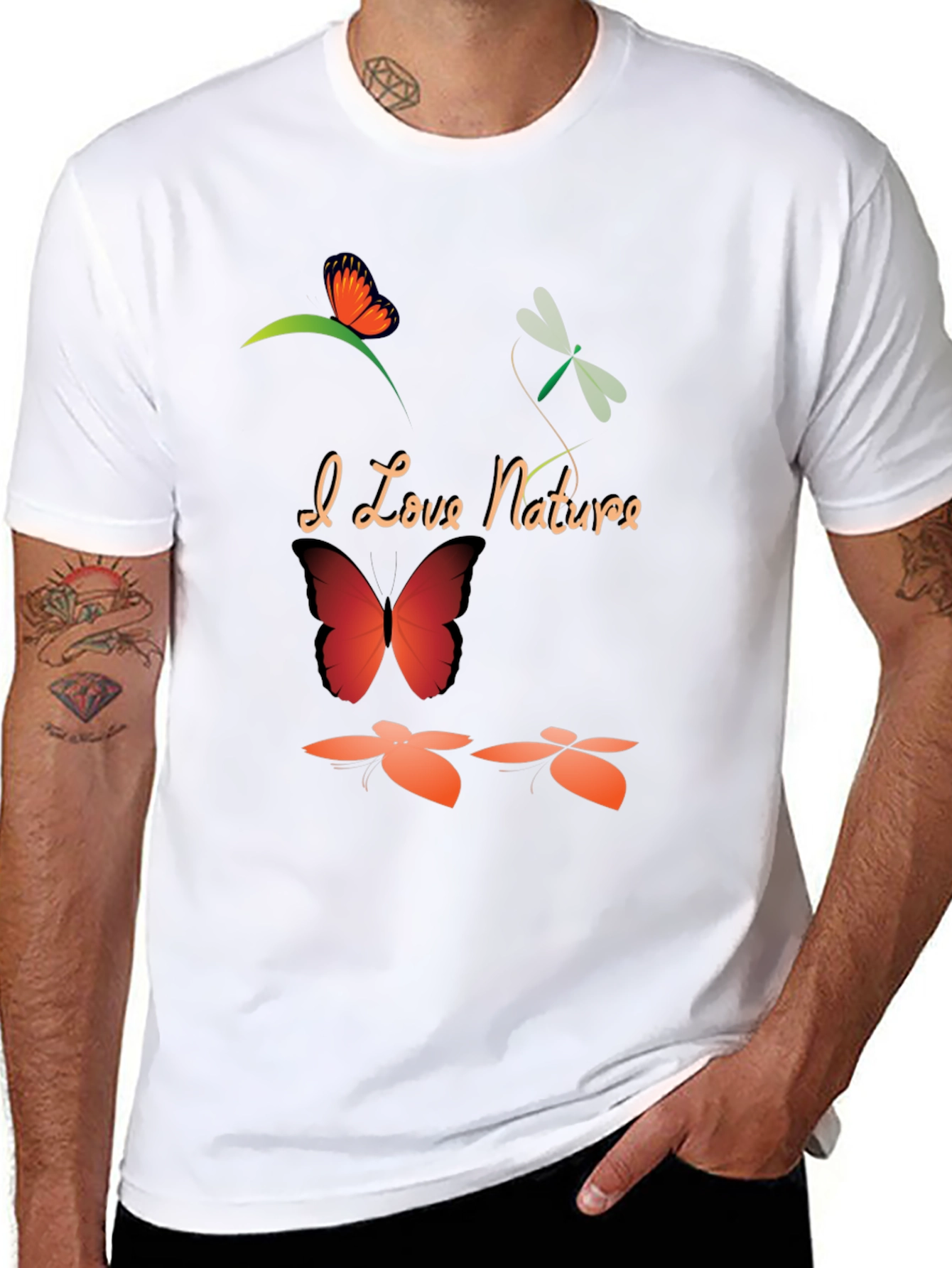 I Love Nature Black Graphic T-Shirt