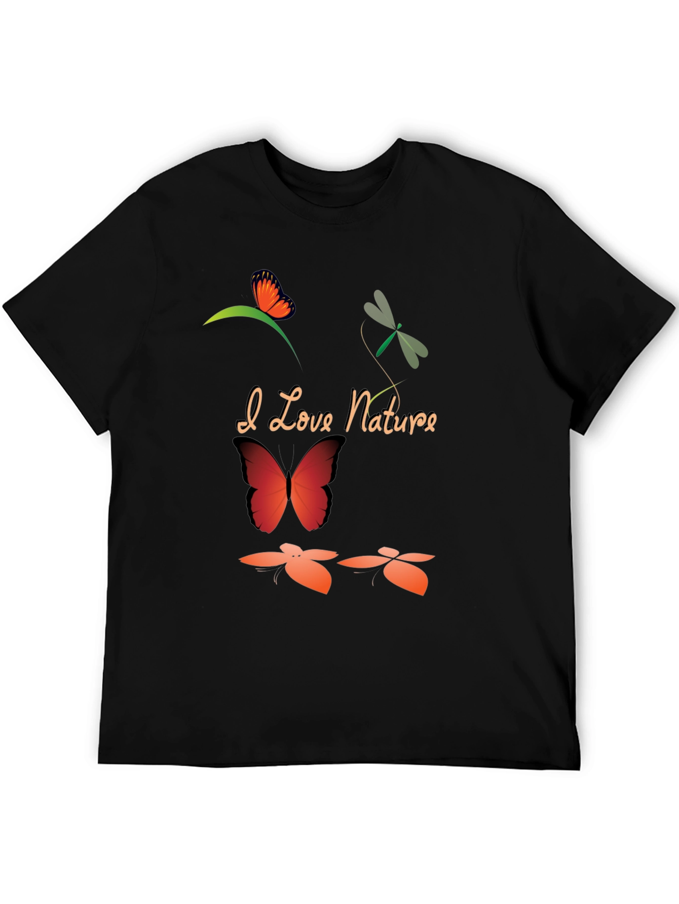 I Love Nature Black Graphic T-Shirt