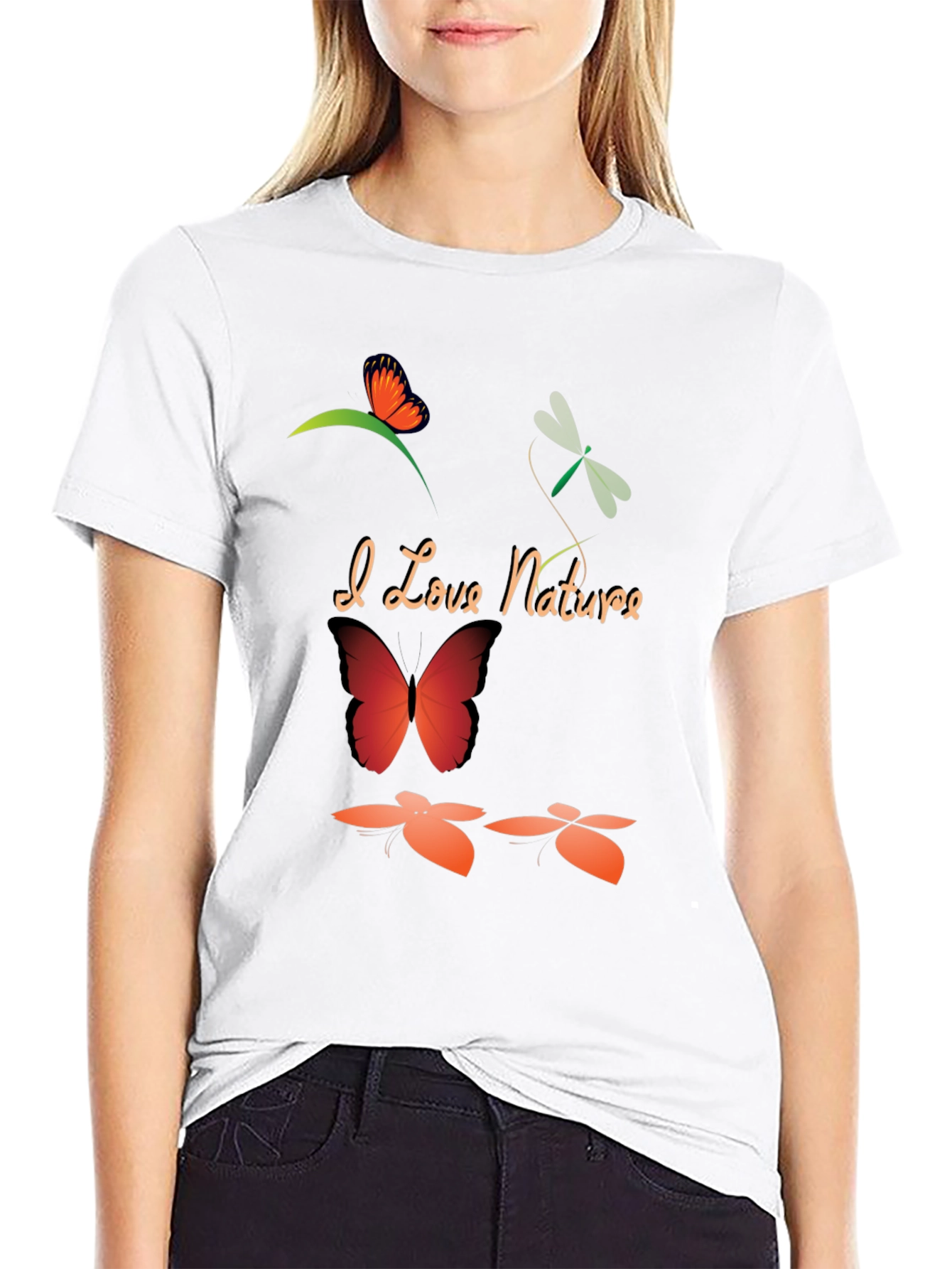 I Love Nature Black Graphic T-Shirt