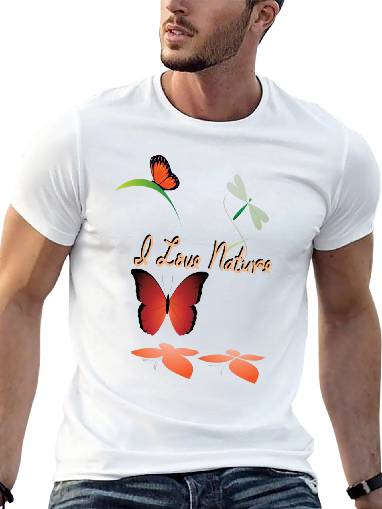 I Love Nature Black Graphic T-Shirt