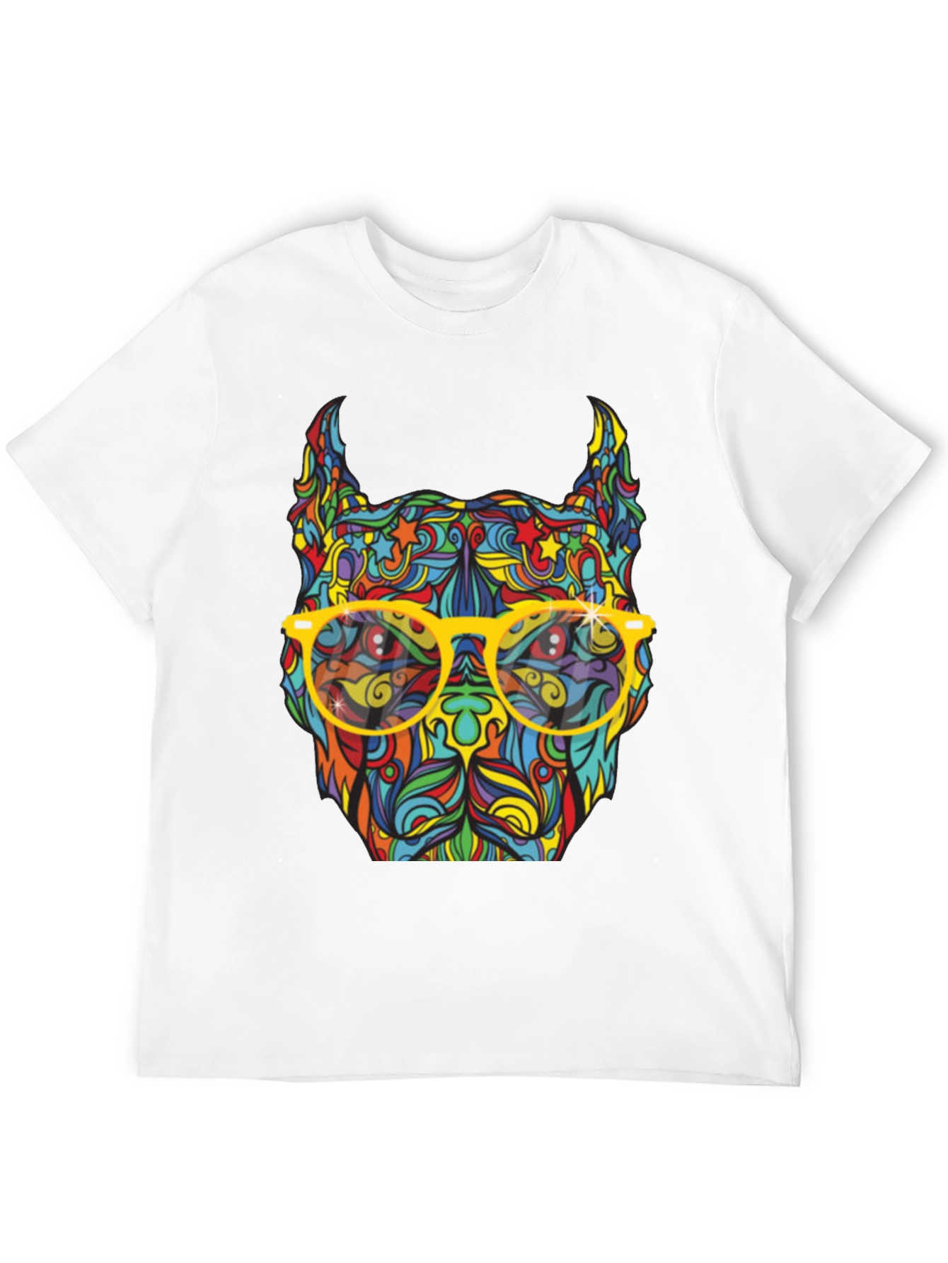 Colorful Pitbull Graphic T-Shirt
