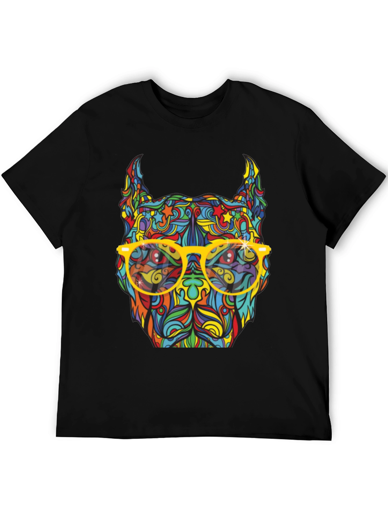 Colorful Pitbull Graphic T-Shirt