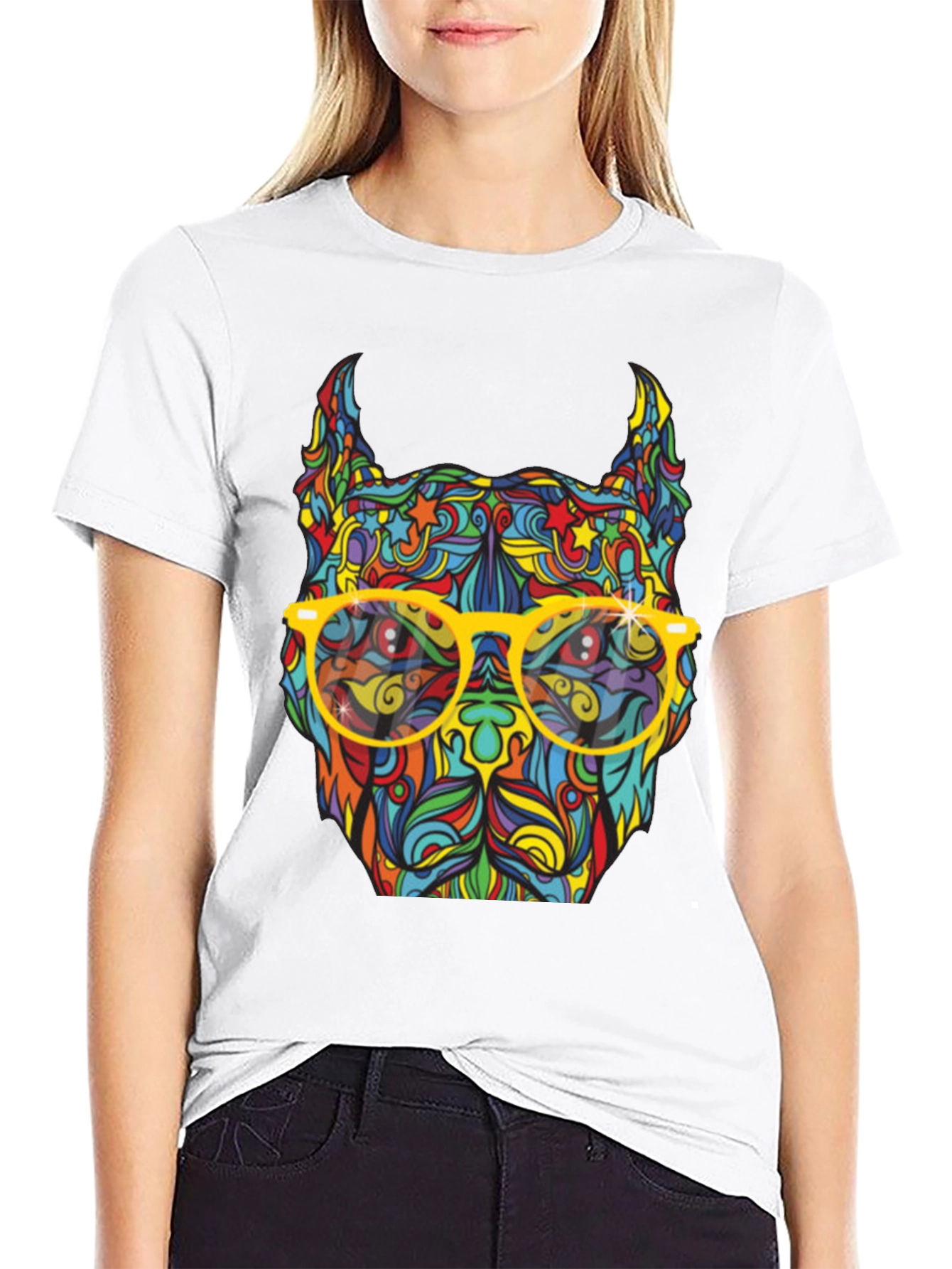 Colorful Pitbull Graphic T-Shirt
