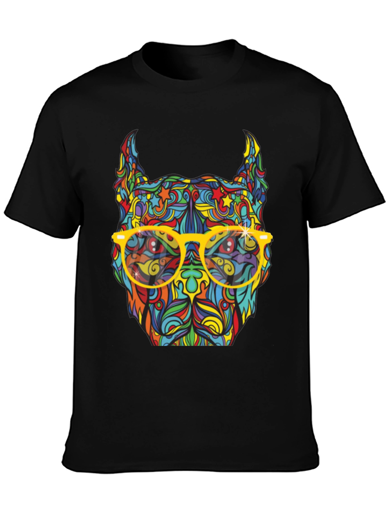 Colorful Pitbull Graphic T-Shirt