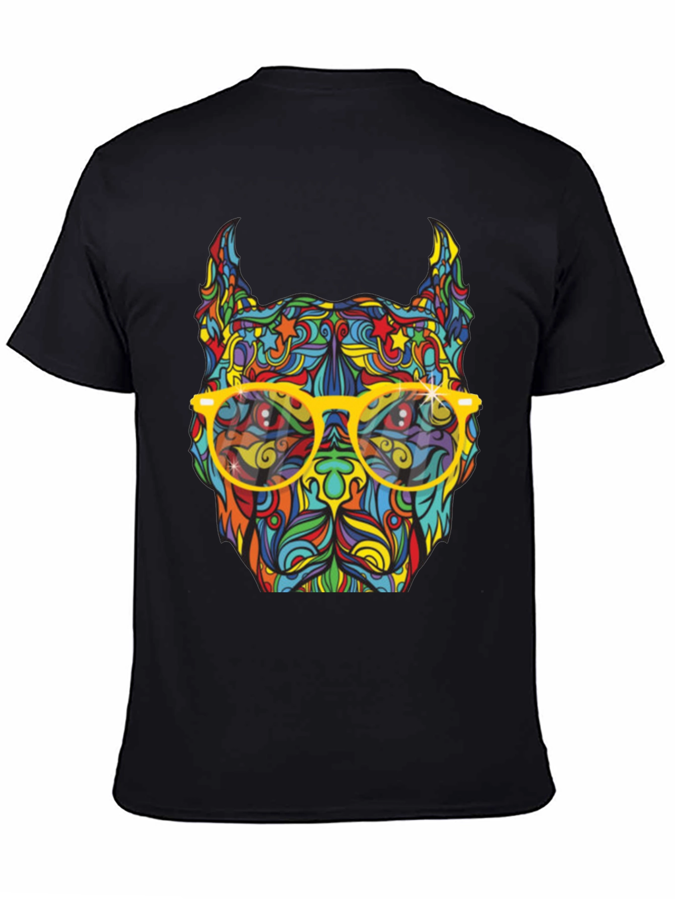 Colorful Pitbull Graphic T-Shirt