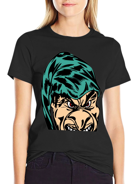 Grumpy Hooded Character Black T-Shirt