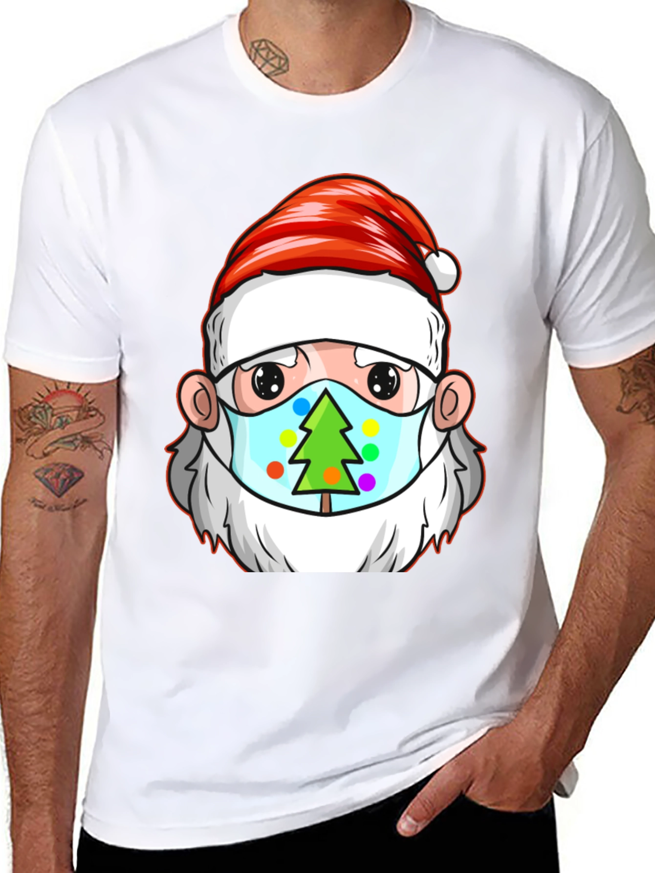 Santa Masked Christmas Tree T-Shirt