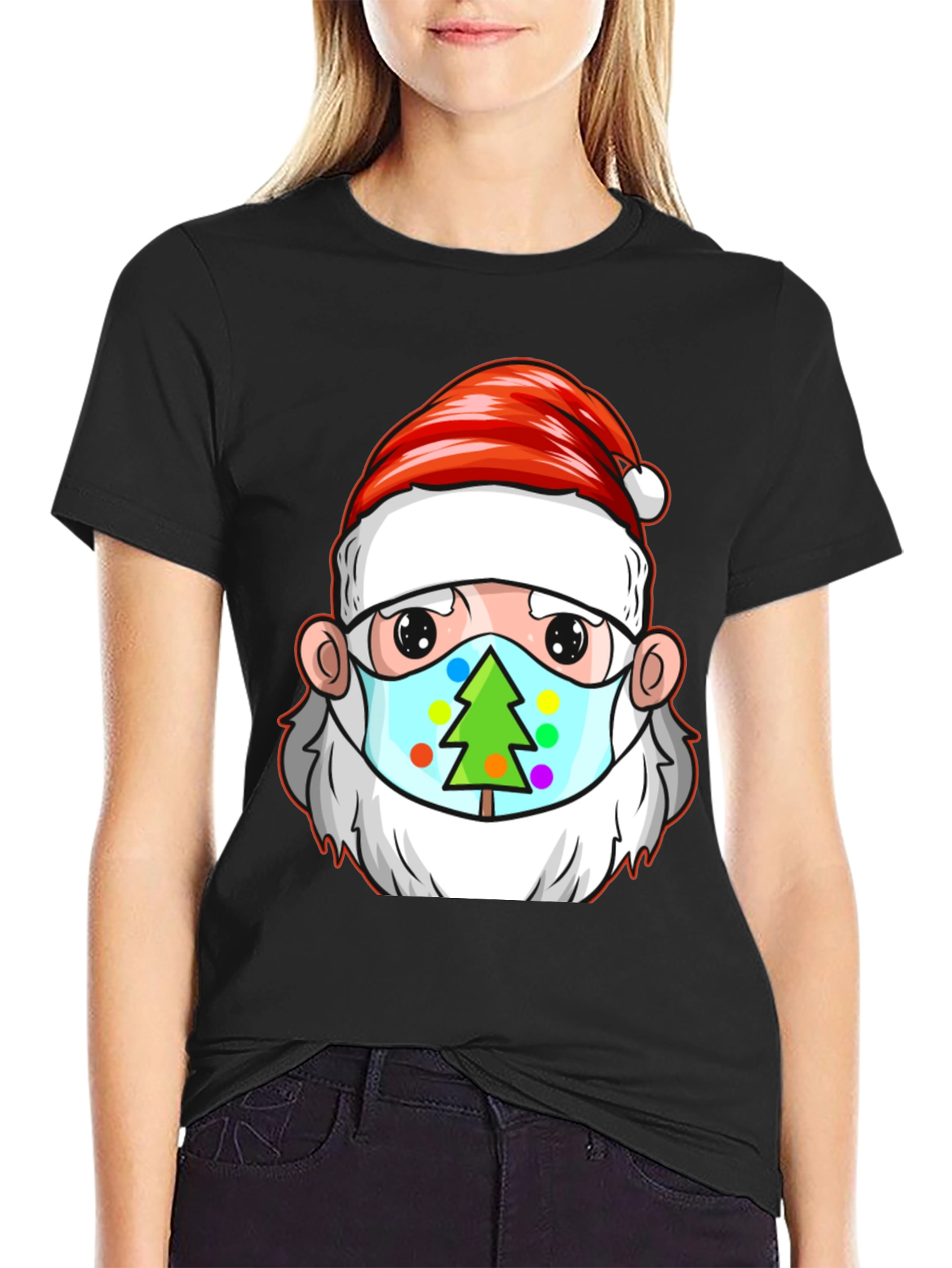 Santa Masked Christmas Tree T-Shirt