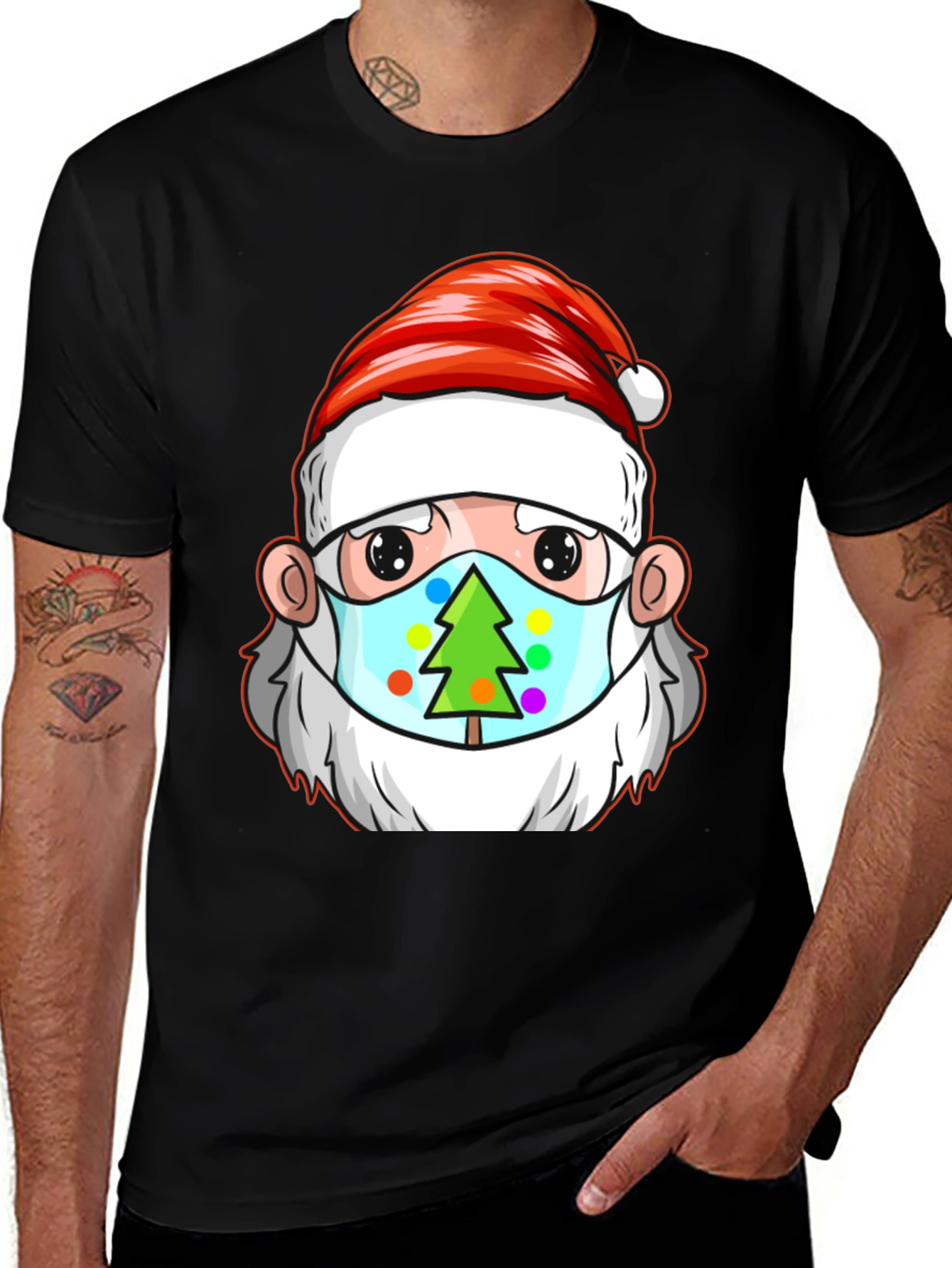 Santa Masked Christmas Tree T-Shirt