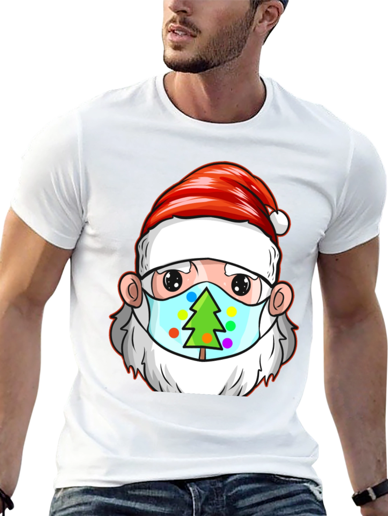 Santa Masked Christmas Tree T-Shirt