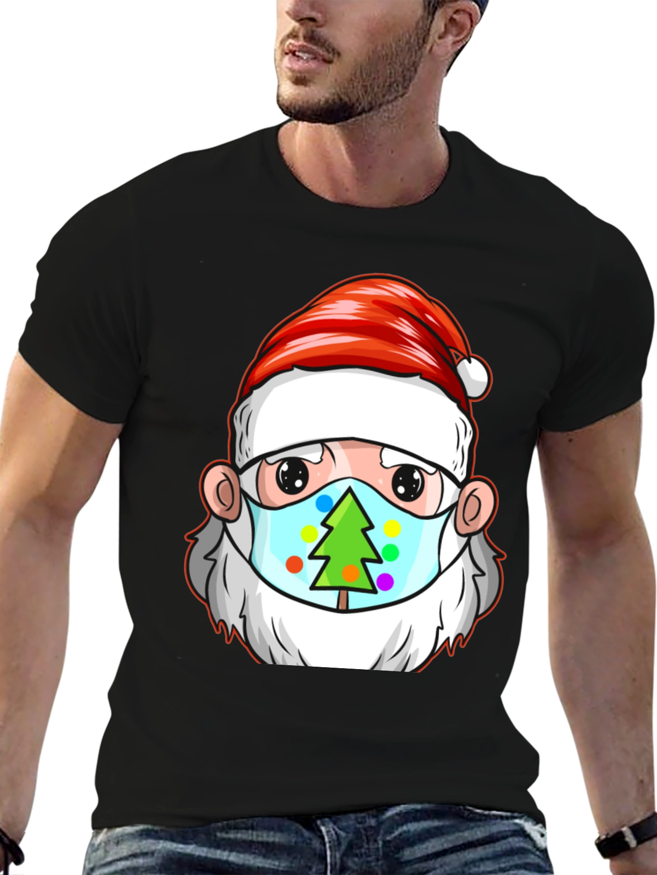 Santa Masked Christmas Tree T-Shirt