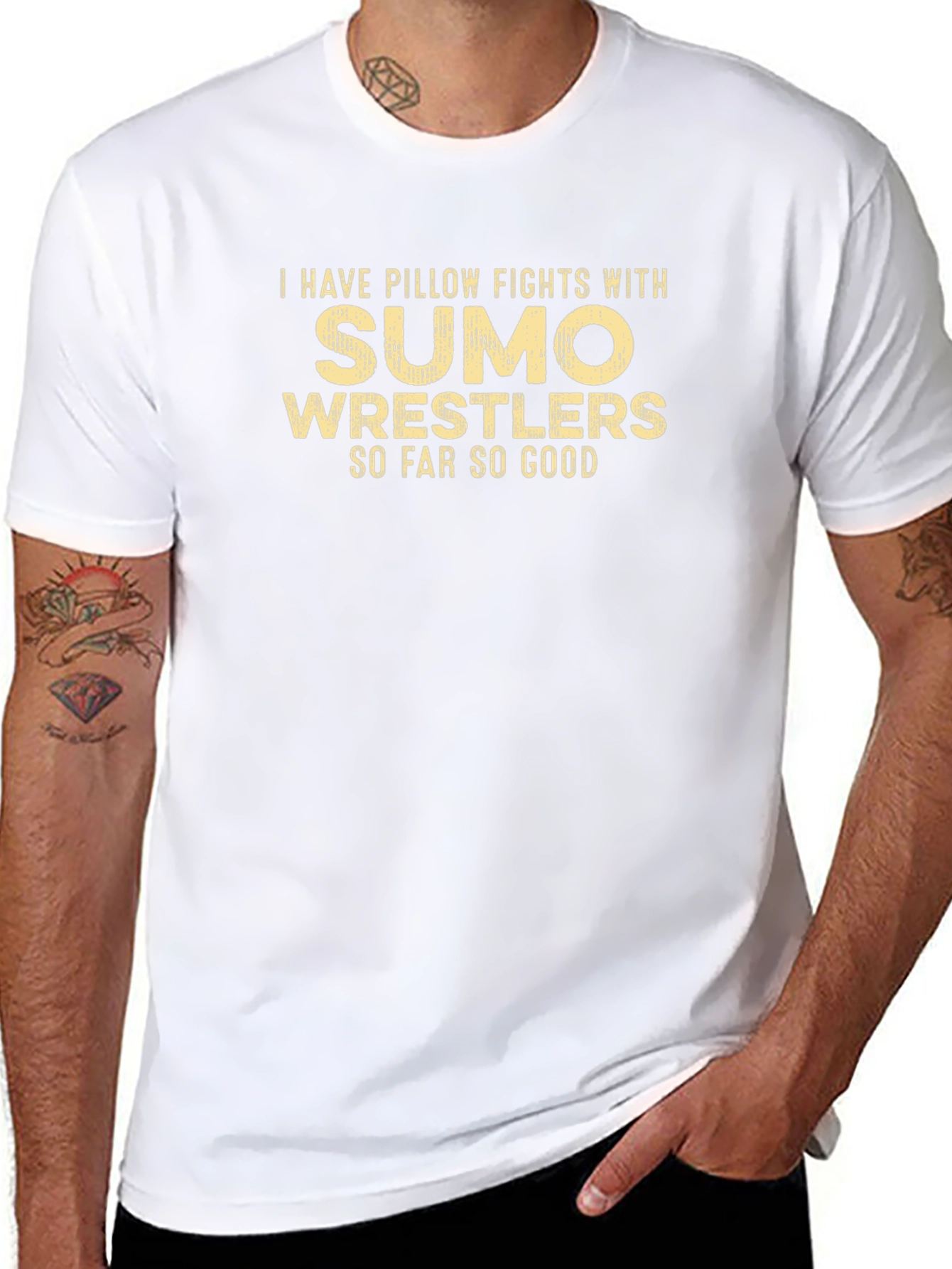 Sumo Wrestler Pillow Fight Graphic T-Shirt