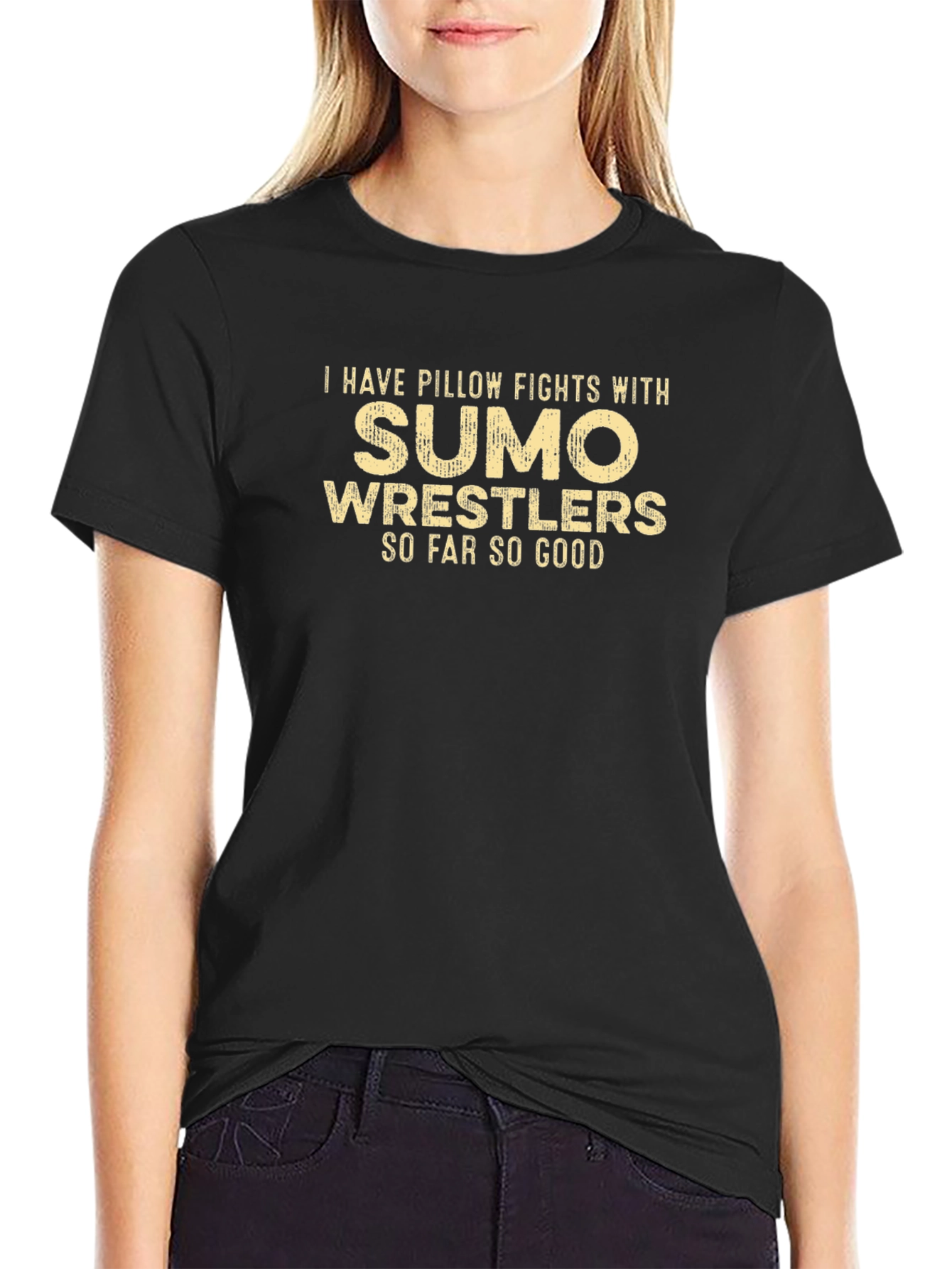 Sumo Wrestler Pillow Fight Graphic T-Shirt