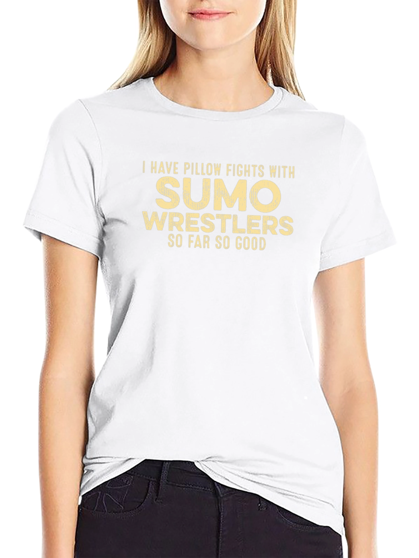 Sumo Wrestler Pillow Fight Graphic T-Shirt